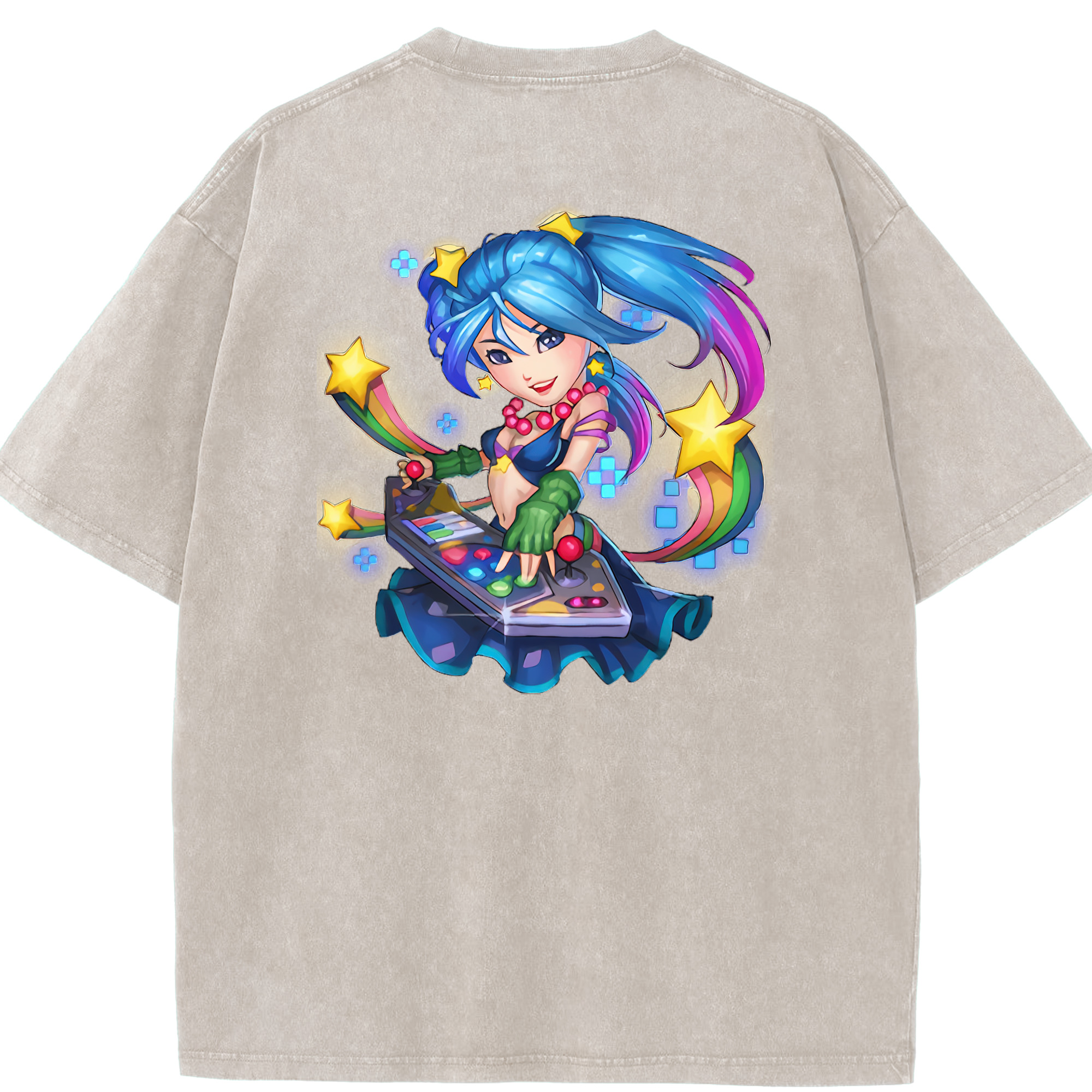 リーグ・オブ・レジェンド League of Legends LOL 綿100% ヴィンテージ風 半袖Tシャツ（背面プリント）