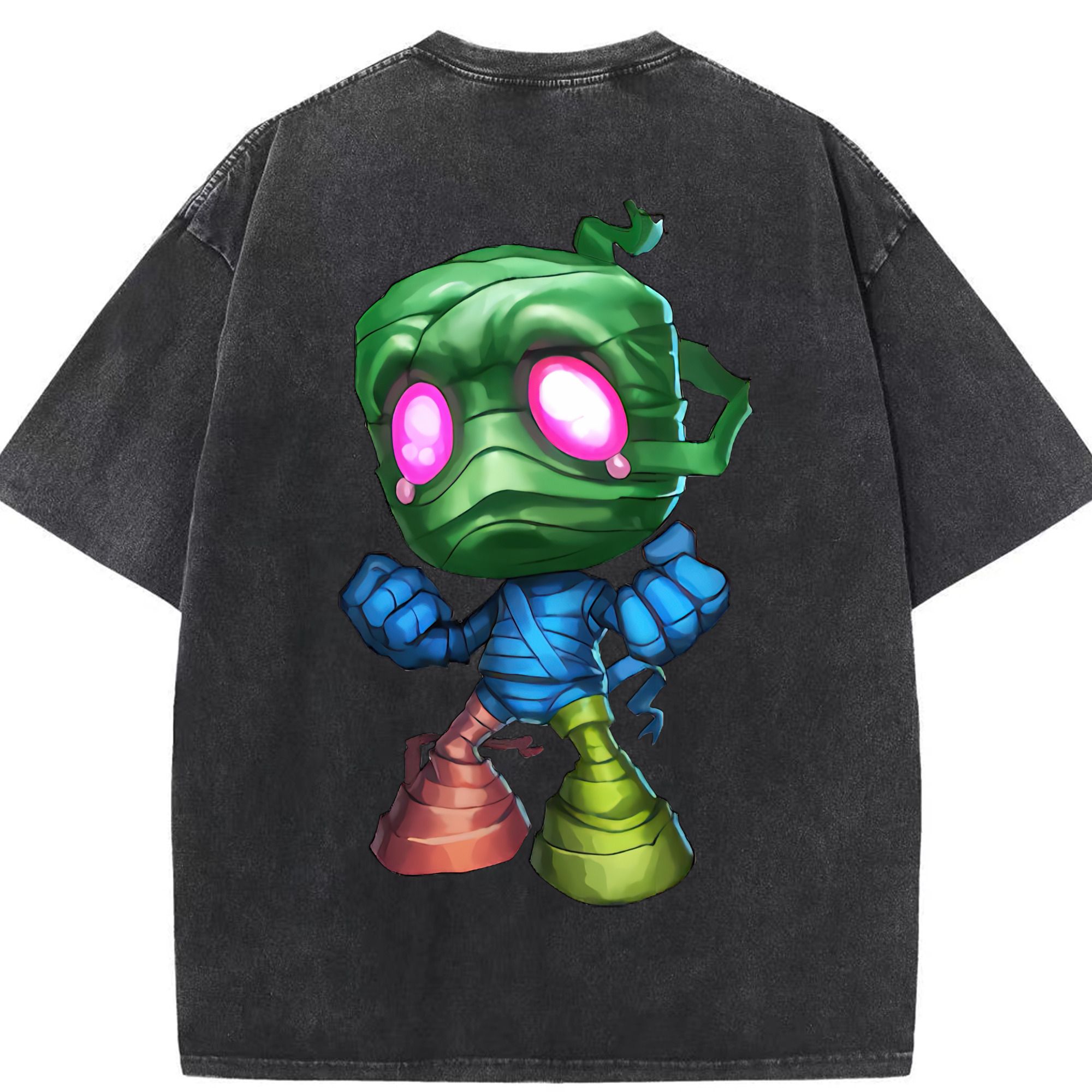 リーグ・オブ・レジェンド League of Legends LOL 綿100% ヴィンテージ風 半袖Tシャツ（背面プリント）