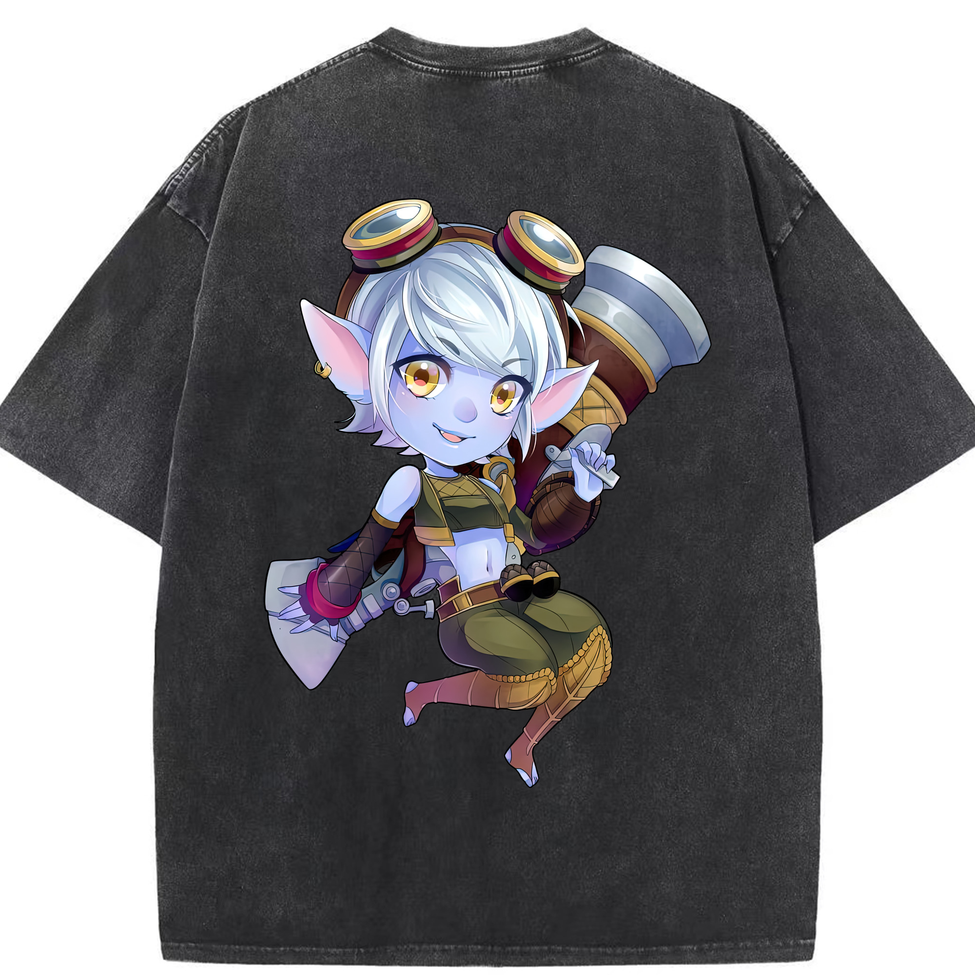 リーグ・オブ・レジェンド League of Legends LOL 綿100% ヴィンテージ風 半袖Tシャツ（背面プリント）