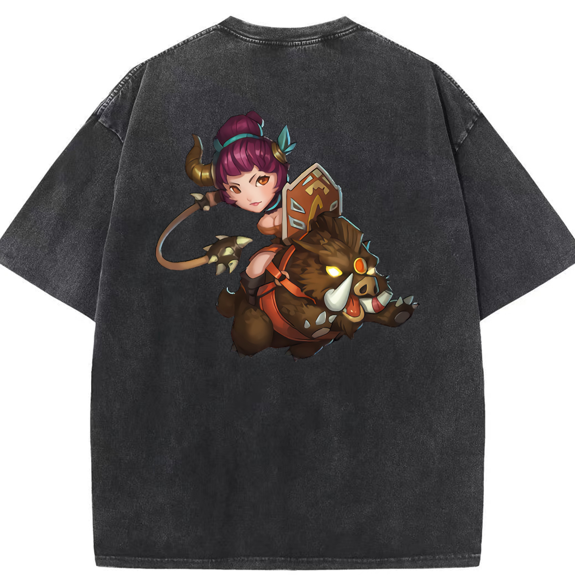 リーグ・オブ・レジェンド League of Legends LOL 綿100% ヴィンテージ風 半袖Tシャツ（背面プリント）