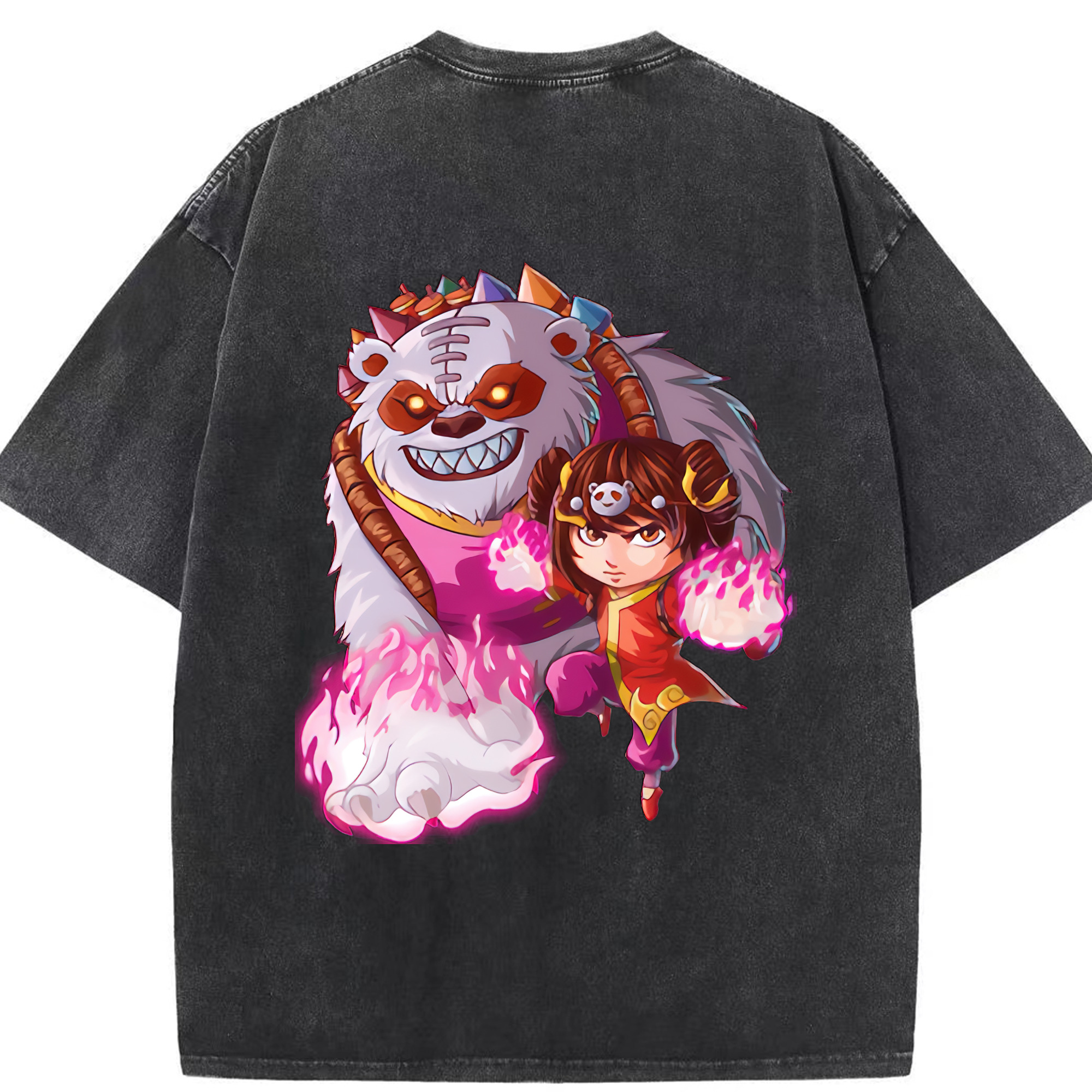 リーグ・オブ・レジェンド League of Legends LOL 綿100% ヴィンテージ風 半袖Tシャツ（背面プリント）