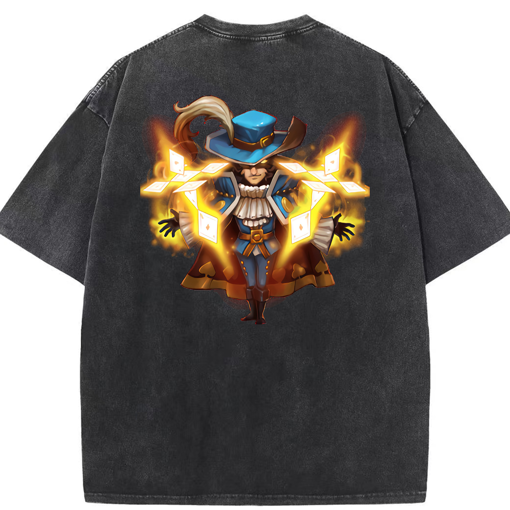 リーグ・オブ・レジェンド League of Legends LOL 綿100% ヴィンテージ風 半袖Tシャツ（背面プリント）