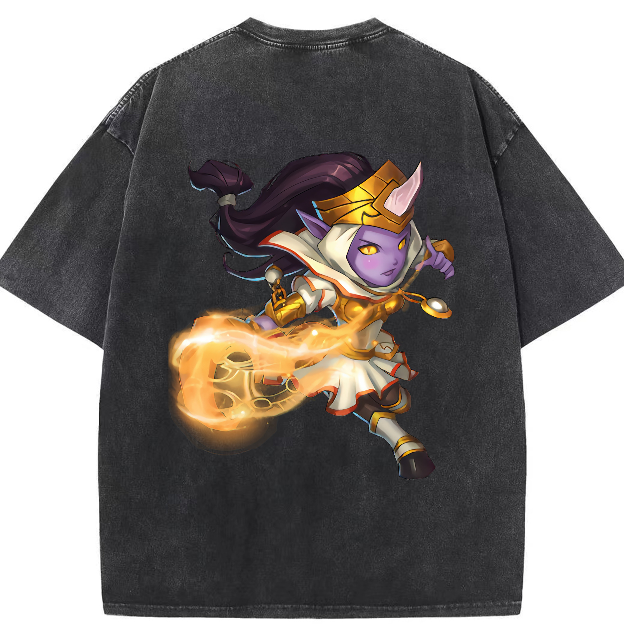 リーグ・オブ・レジェンド League of Legends LOL 綿100% ヴィンテージ風 半袖Tシャツ（背面プリント）