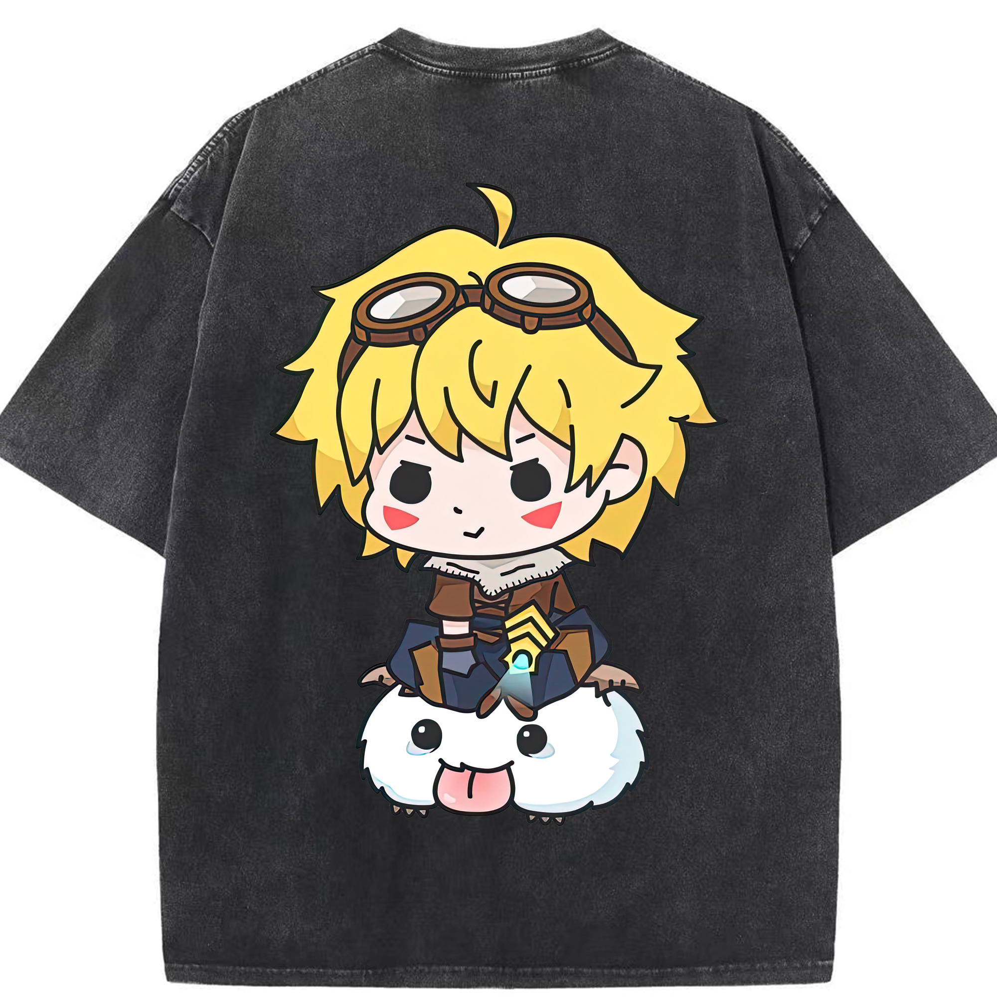 リーグ・オブ・レジェンド League of Legends LOL 綿100% ヴィンテージ風 半袖Tシャツ（背面プリント）