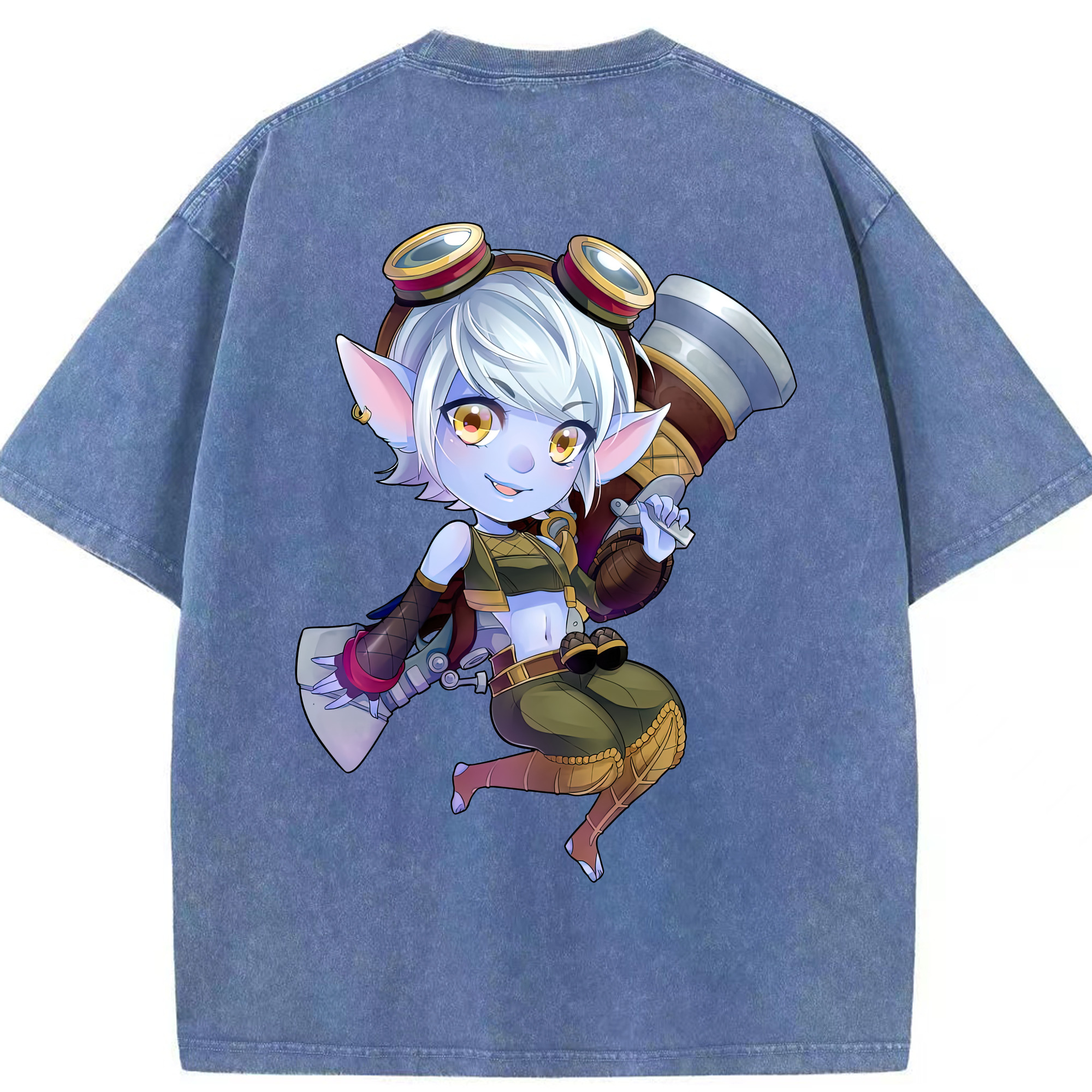 リーグ・オブ・レジェンド League of Legends LOL 綿100% ヴィンテージ風 半袖Tシャツ（背面プリント）