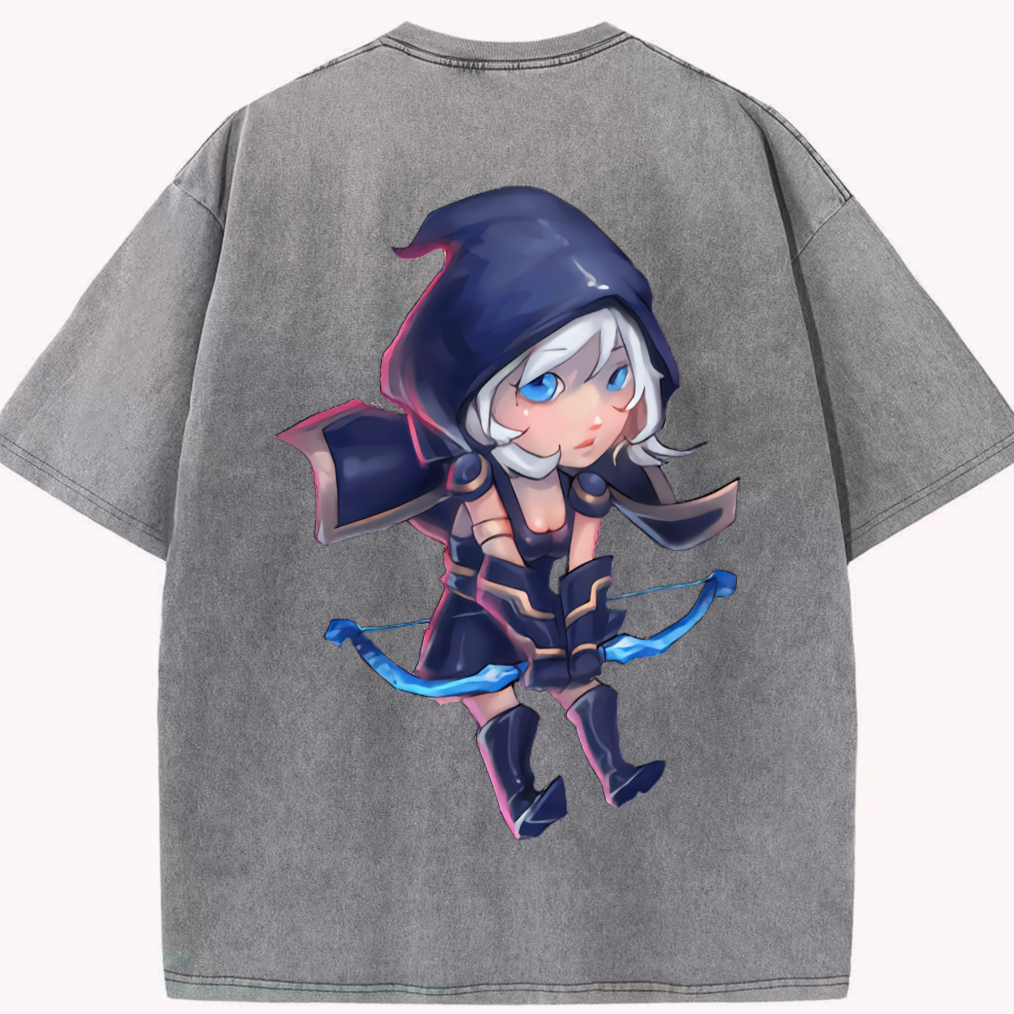リーグ・オブ・レジェンド League of Legends LOL 綿100% ヴィンテージ風 半袖Tシャツ（背面プリント）