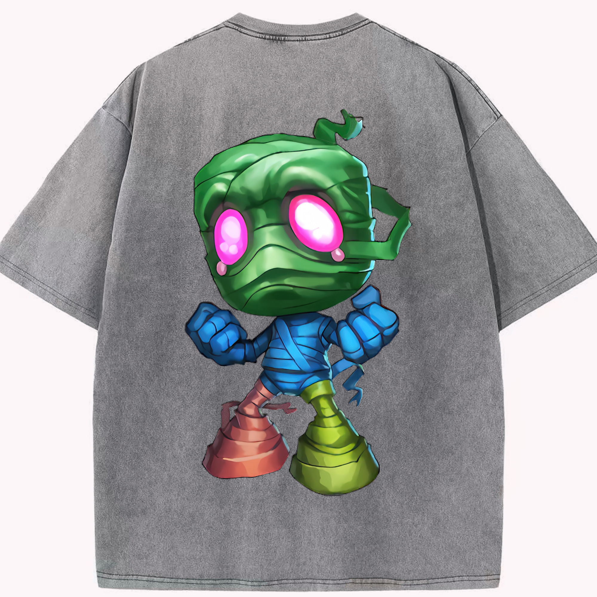 リーグ・オブ・レジェンド League of Legends LOL 綿100% ヴィンテージ風 半袖Tシャツ（背面プリント）