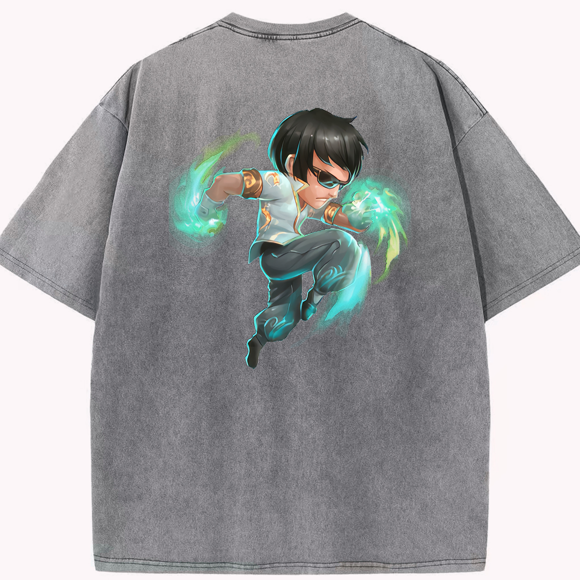 リーグ・オブ・レジェンド League of Legends LOL 綿100% ヴィンテージ風 半袖Tシャツ（背面プリント）
