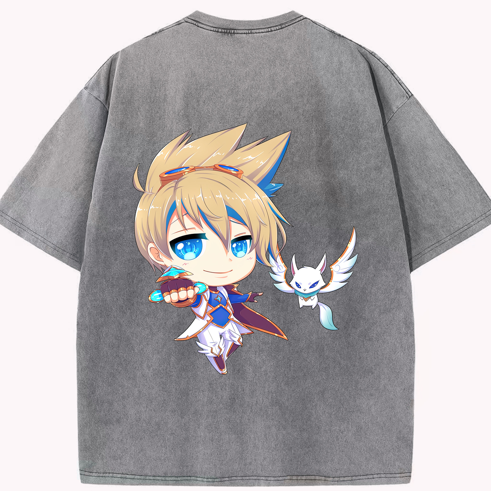 リーグ・オブ・レジェンド League of Legends LOL 綿100% ヴィンテージ風 半袖Tシャツ（背面プリント）