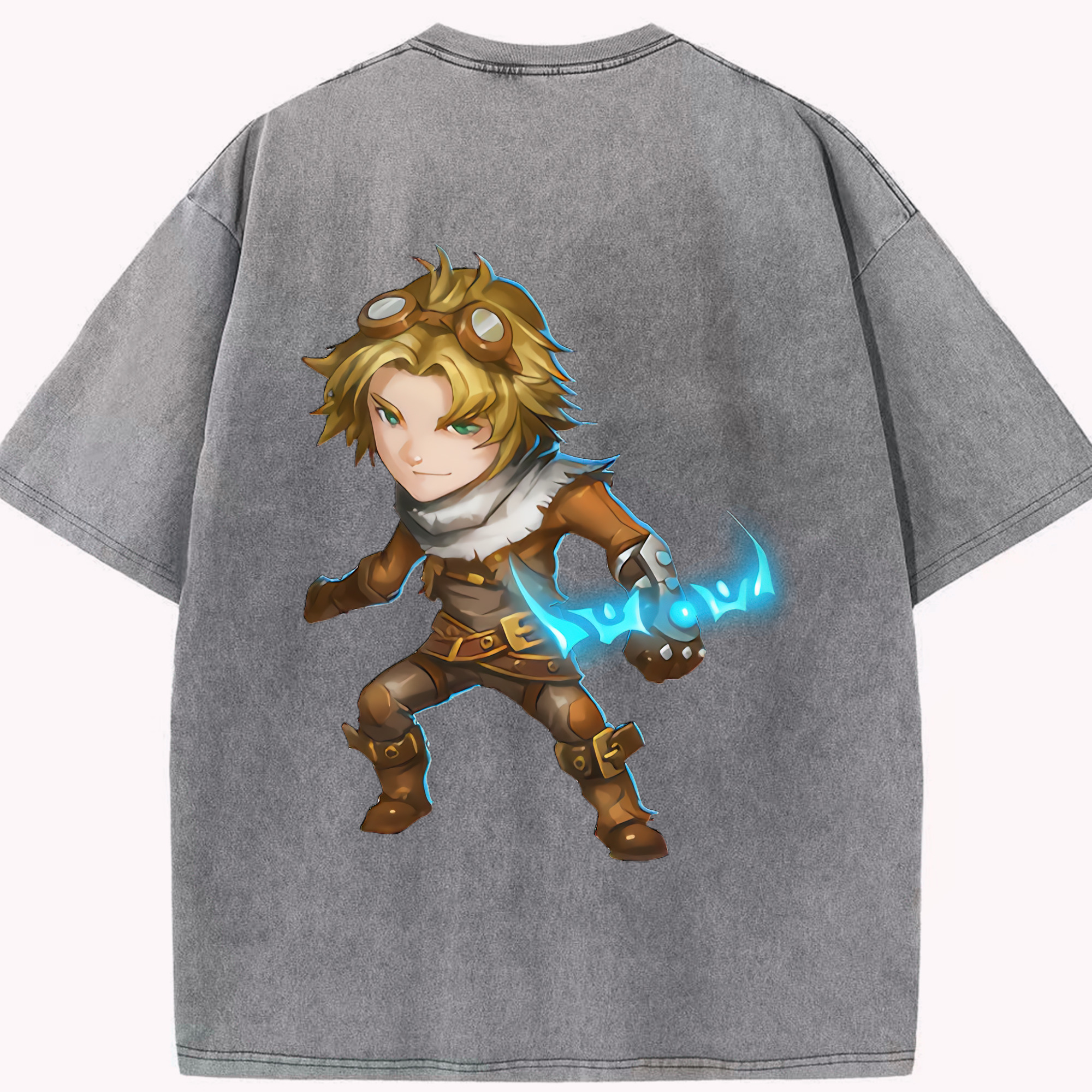 リーグ・オブ・レジェンド League of Legends LOL 綿100% ヴィンテージ風 半袖Tシャツ（背面プリント）