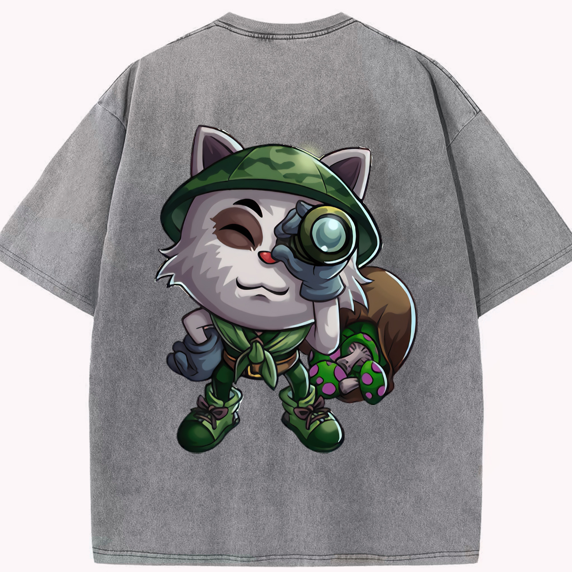 リーグ・オブ・レジェンド League of Legends LOL 綿100% ヴィンテージ風 半袖Tシャツ（背面プリント）