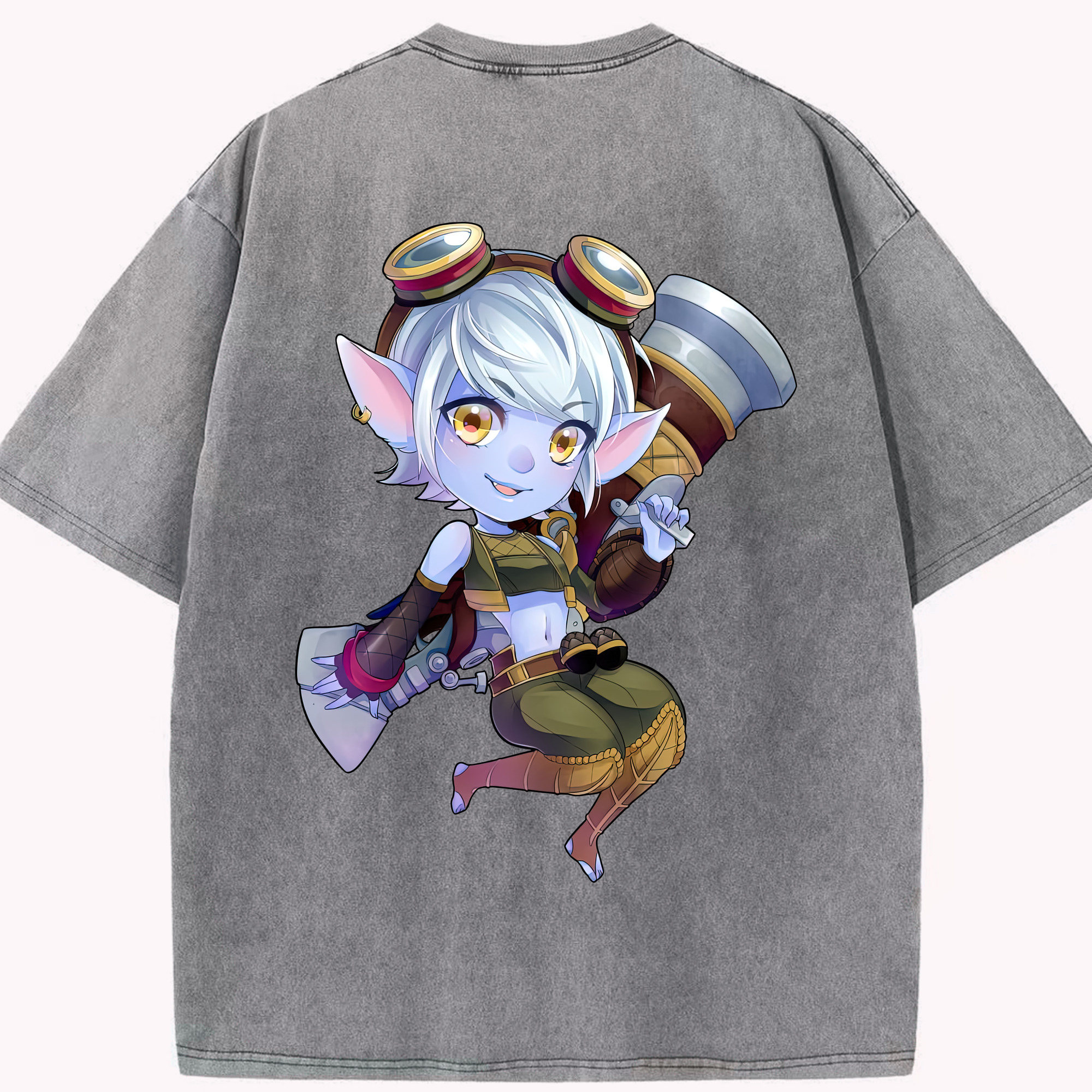 リーグ・オブ・レジェンド League of Legends LOL 綿100% ヴィンテージ風 半袖Tシャツ（背面プリント）