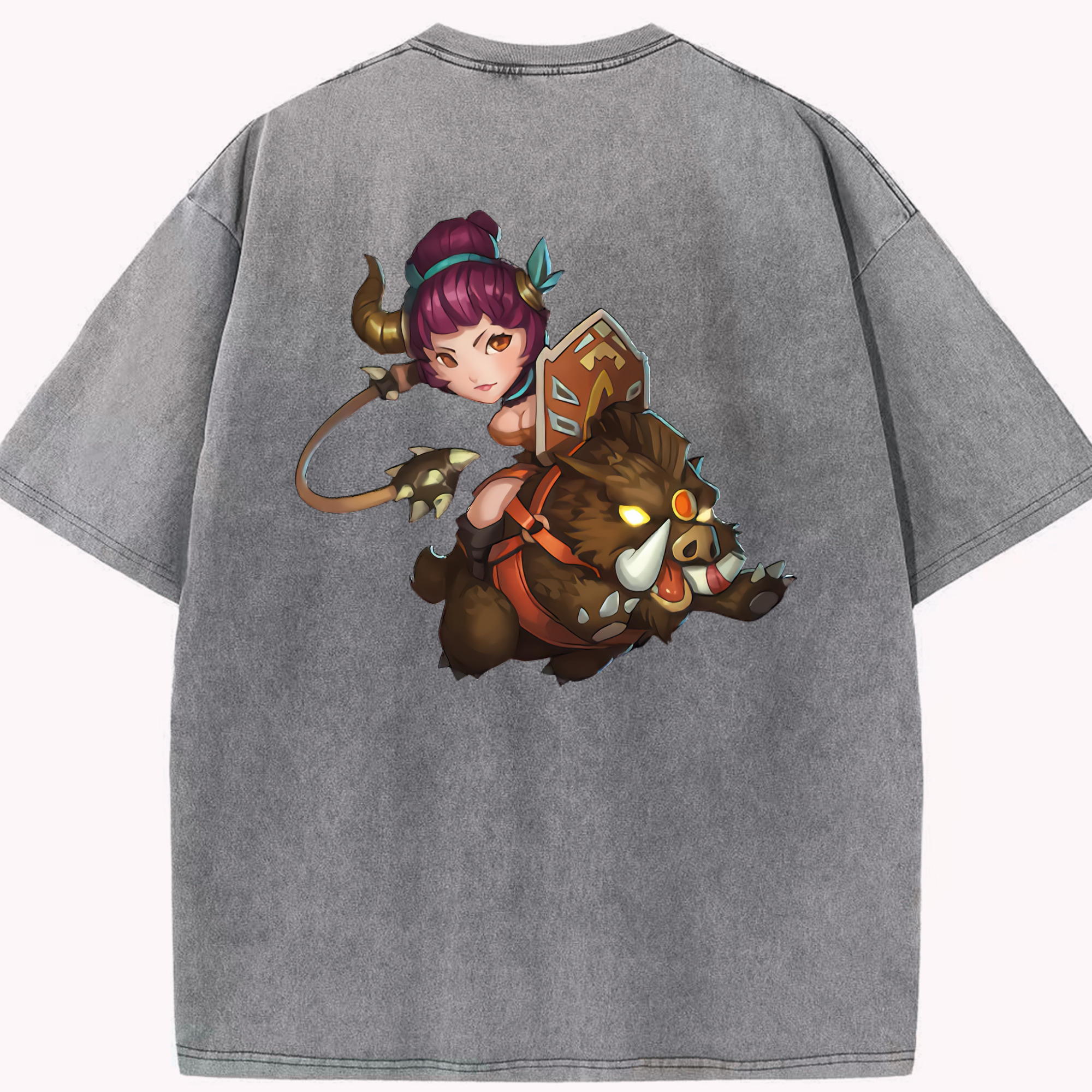 リーグ・オブ・レジェンド League of Legends LOL 綿100% ヴィンテージ風 半袖Tシャツ（背面プリント）