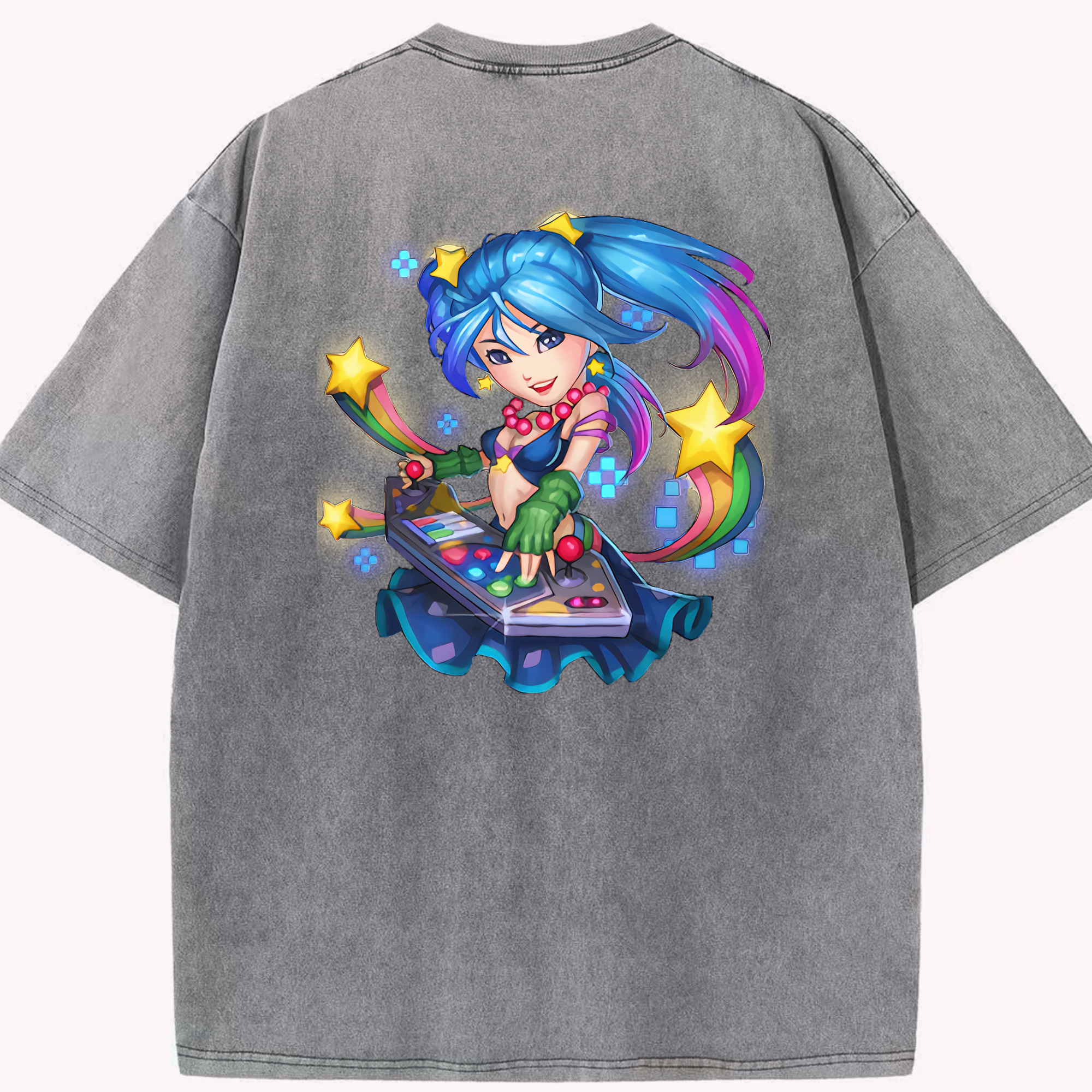 リーグ・オブ・レジェンド League of Legends LOL 綿100% ヴィンテージ風 半袖Tシャツ（背面プリント）