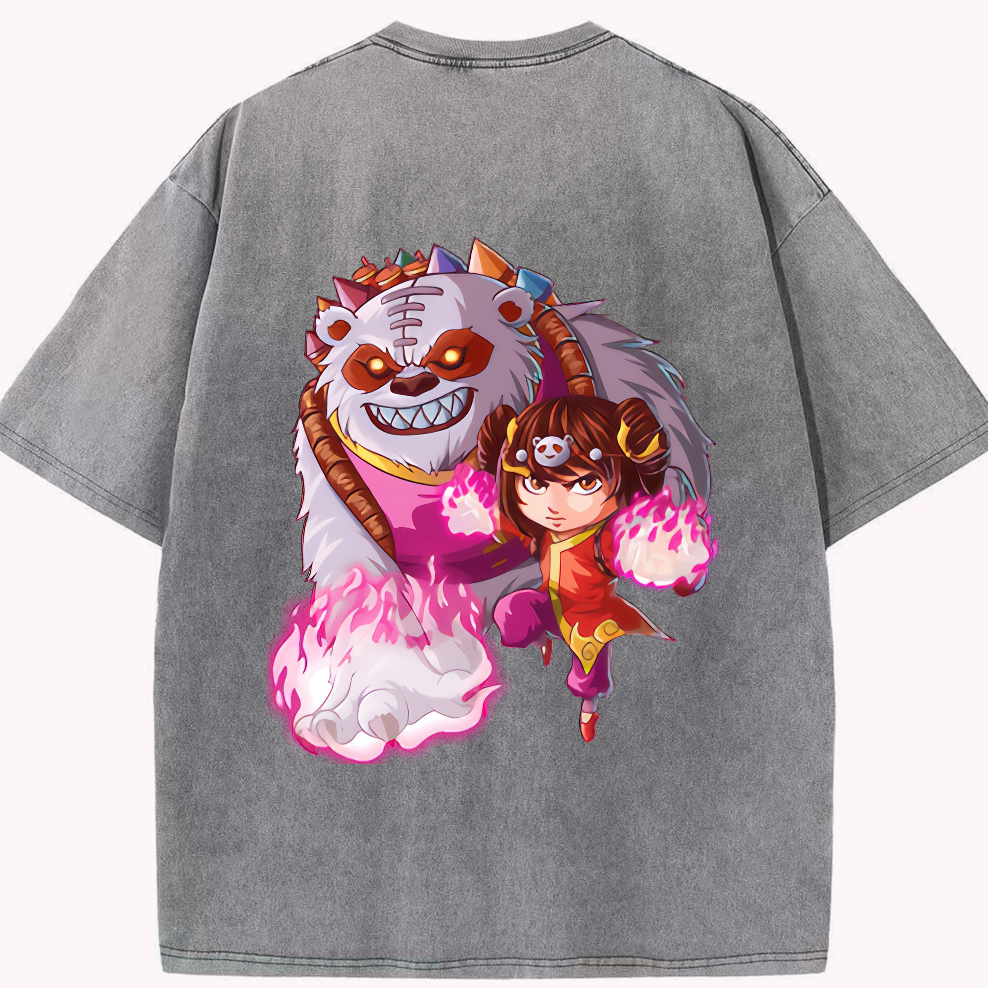 リーグ・オブ・レジェンド League of Legends LOL 綿100% ヴィンテージ風 半袖Tシャツ（背面プリント）