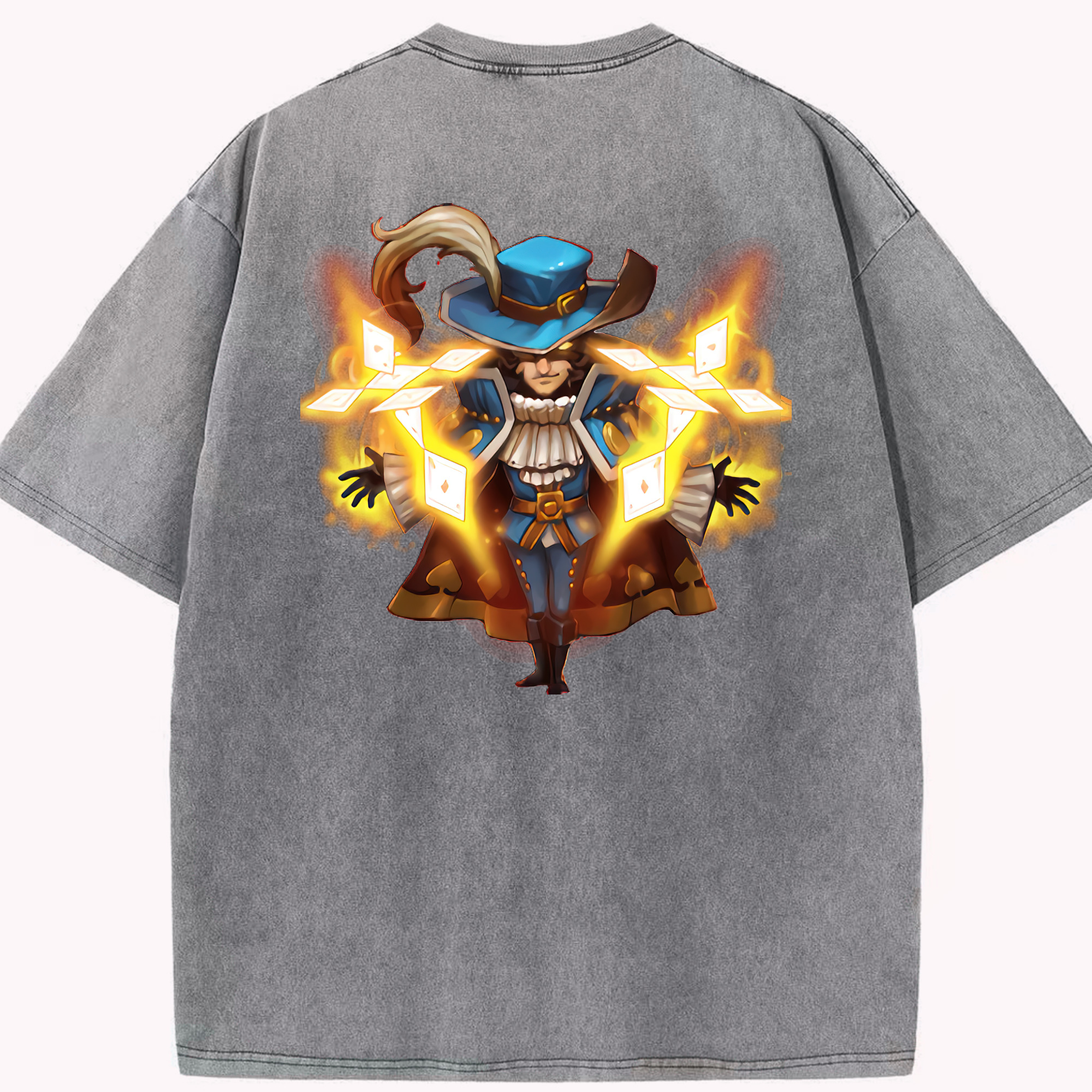 リーグ・オブ・レジェンド League of Legends LOL 綿100% ヴィンテージ風 半袖Tシャツ（背面プリント）