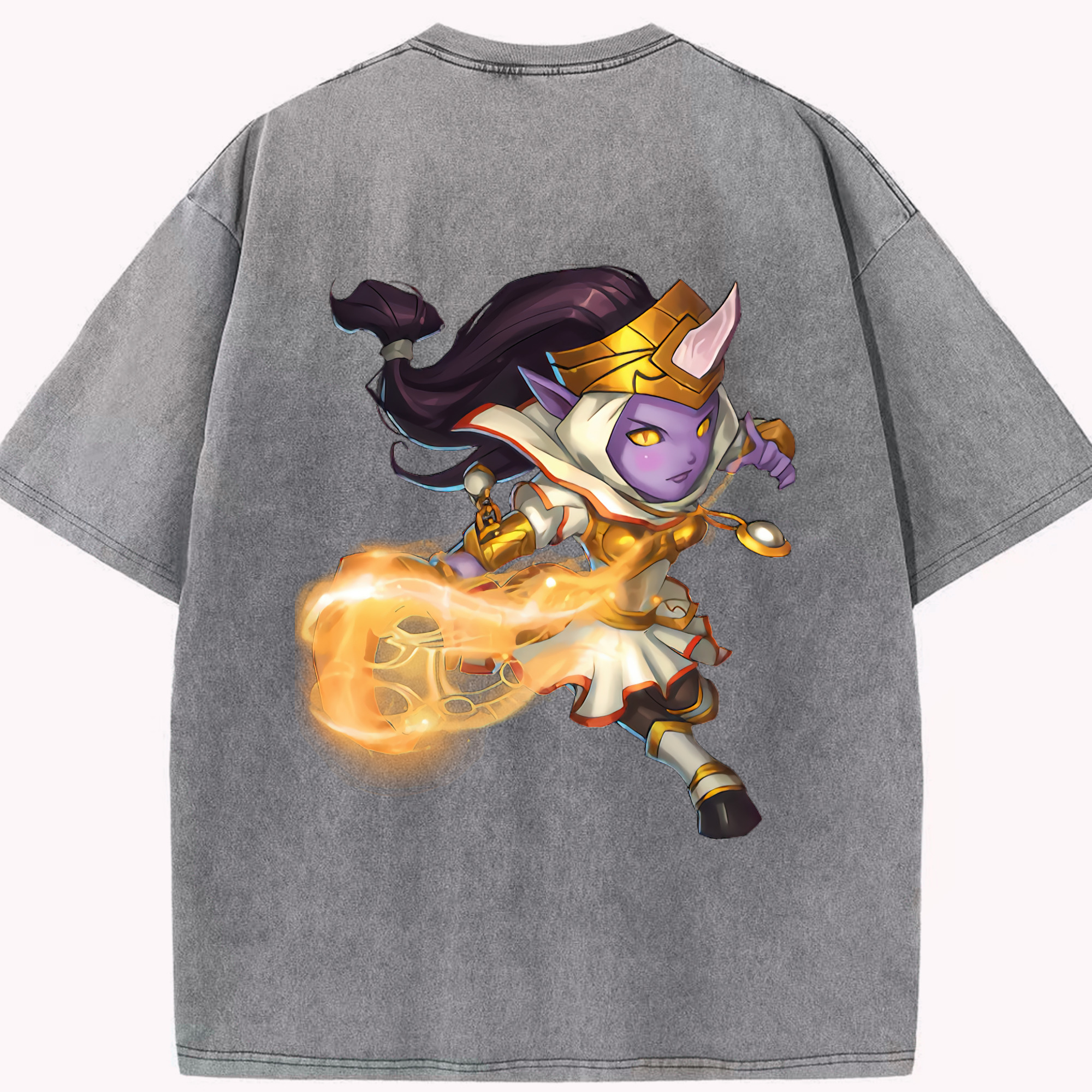 リーグ・オブ・レジェンド League of Legends LOL 綿100% ヴィンテージ風 半袖Tシャツ（背面プリント）