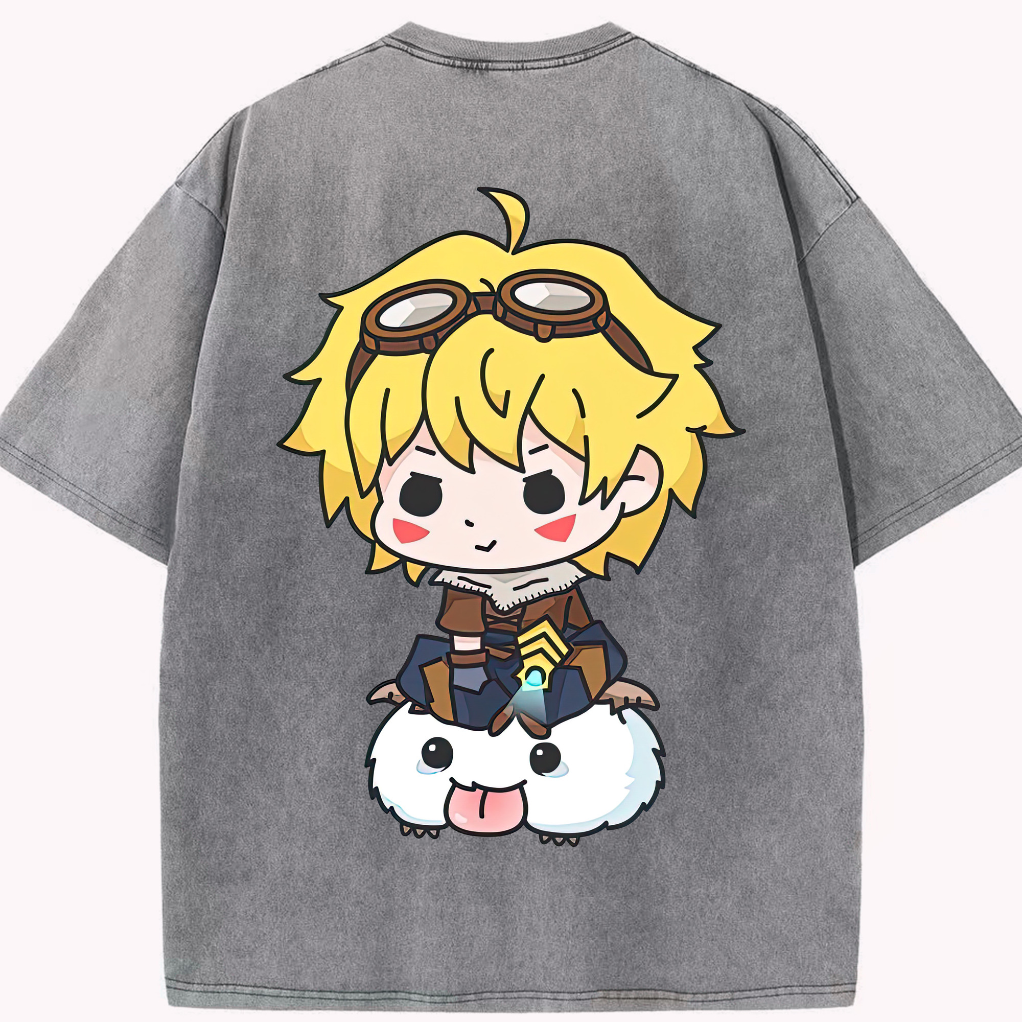 リーグ・オブ・レジェンド League of Legends LOL 綿100% ヴィンテージ風 半袖Tシャツ（背面プリント）