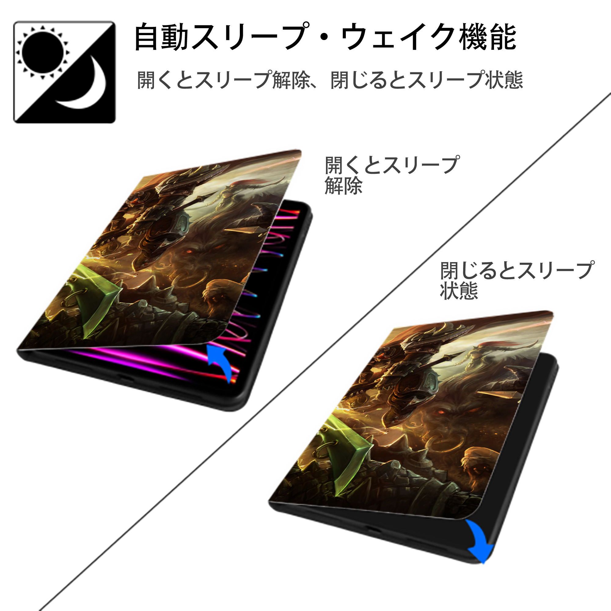 リーグ・オブ・レジェンド League of Legends LOL IPad ケース ブック型 PUレザー TPU 耐衝撃 軽量 薄型 ペン収納なし 全面保護 IPad 各モデル対応