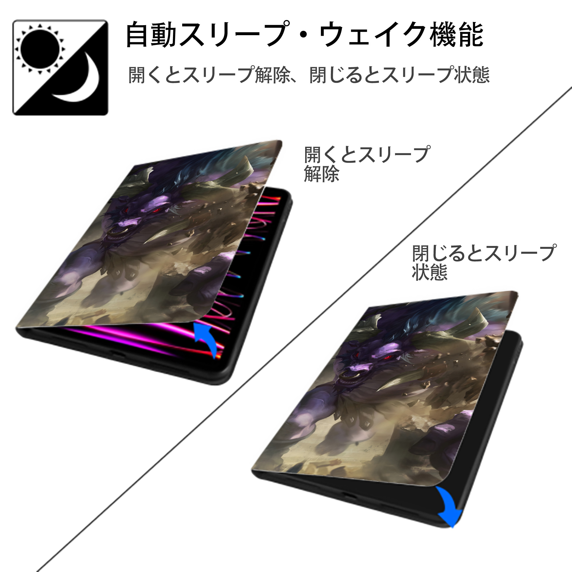 リーグ・オブ・レジェンド League of Legends LOL IPad ケース ブック型 PUレザー TPU 耐衝撃 軽量 薄型 ペン収納なし 全面保護 IPad 各モデル対応