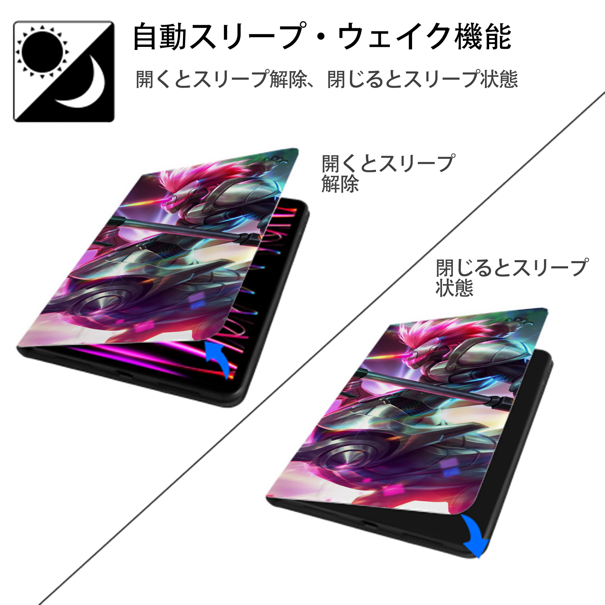 リーグ・オブ・レジェンド League of Legends LOL IPad ケース ブック型 PUレザー TPU 耐衝撃 軽量 薄型 ペン収納なし 全面保護 IPad 各モデル対応