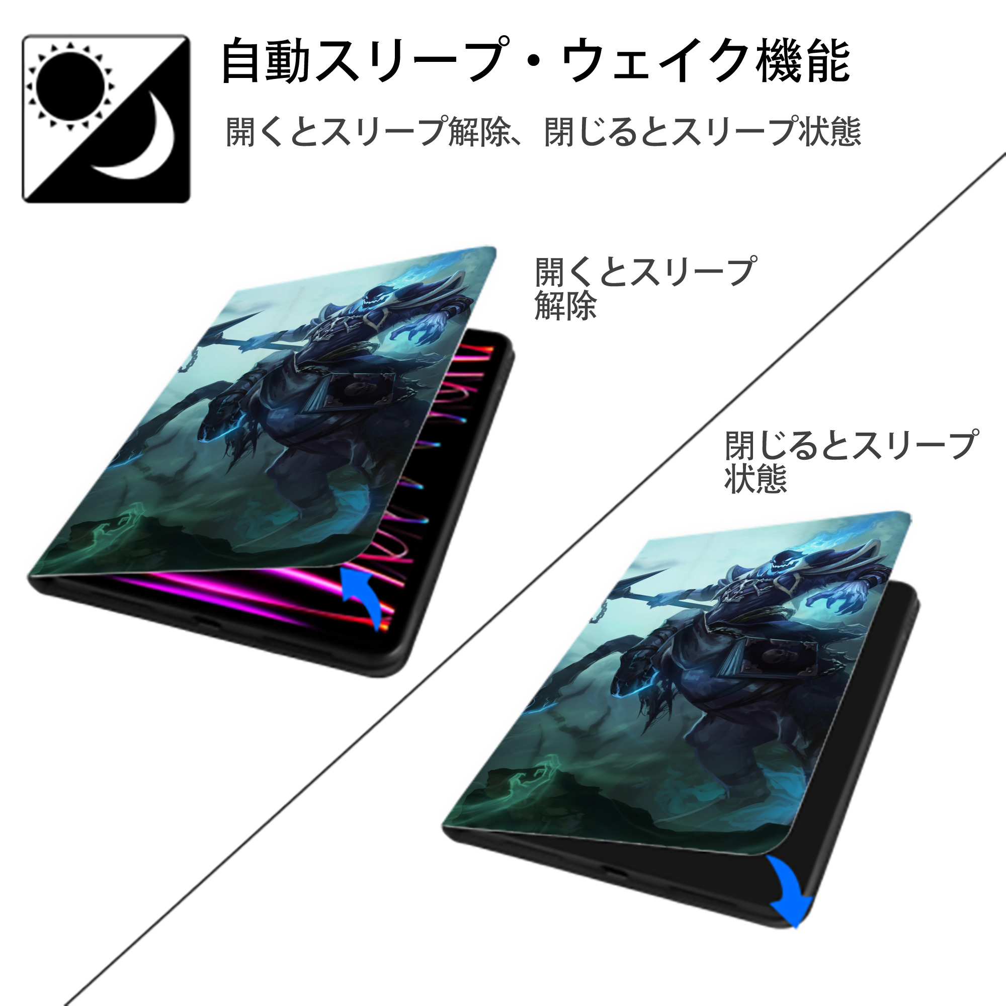 リーグ・オブ・レジェンド League of Legends LOL IPad ケース ブック型 PUレザー TPU 耐衝撃 軽量 薄型 ペン収納なし 全面保護 IPad 各モデル対応