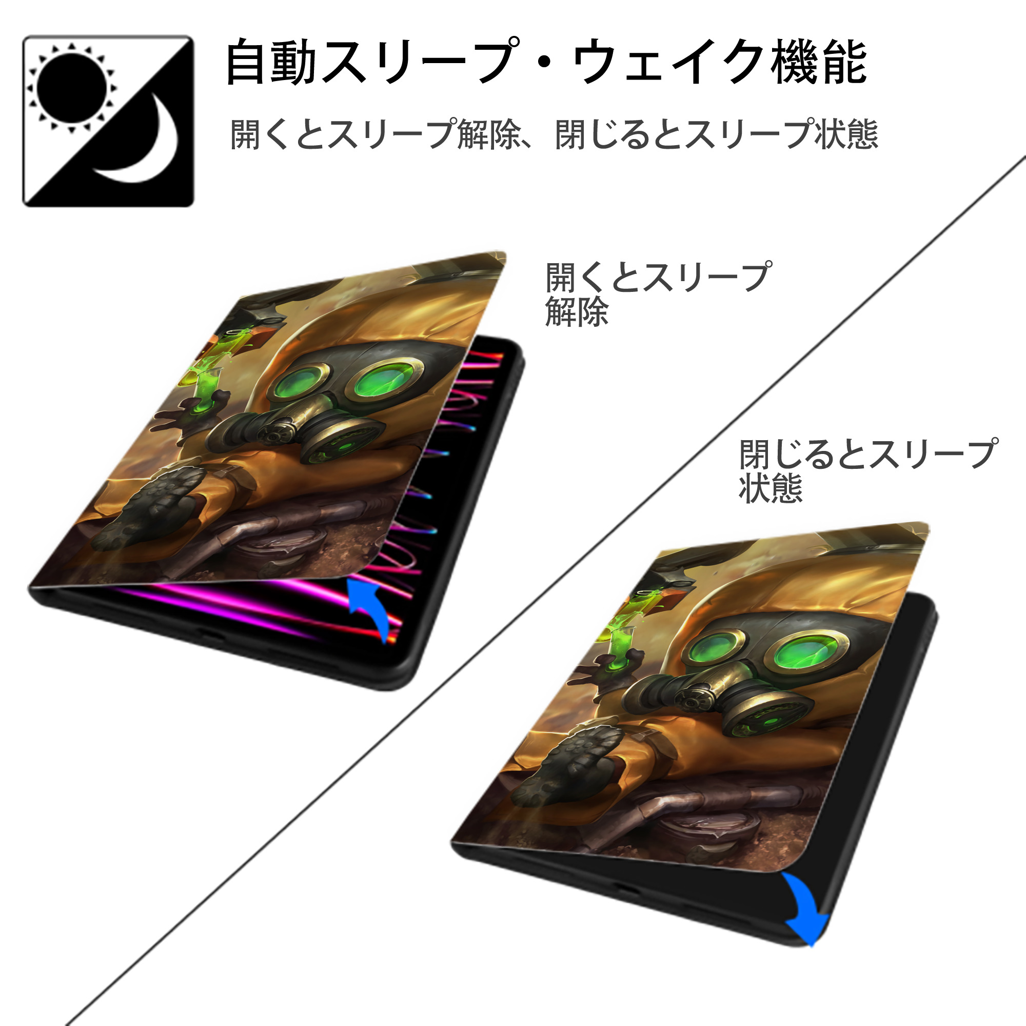 リーグ・オブ・レジェンド League of Legends LOL IPad ケース ブック型 PUレザー TPU 耐衝撃 軽量 薄型 ペン収納なし 全面保護 IPad 各モデル対応