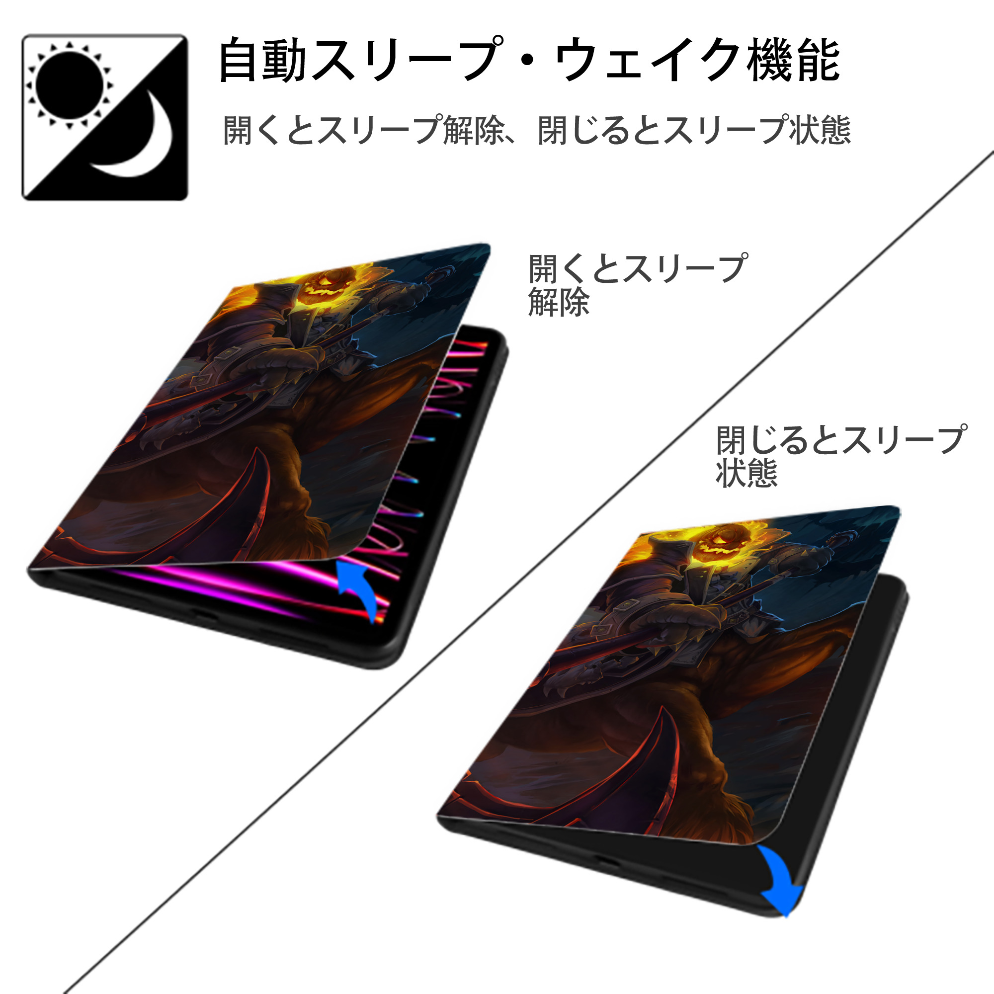 リーグ・オブ・レジェンド League of Legends LOL IPad ケース ブック型 PUレザー TPU 耐衝撃 軽量 薄型 ペン収納なし 全面保護 IPad 各モデル対応