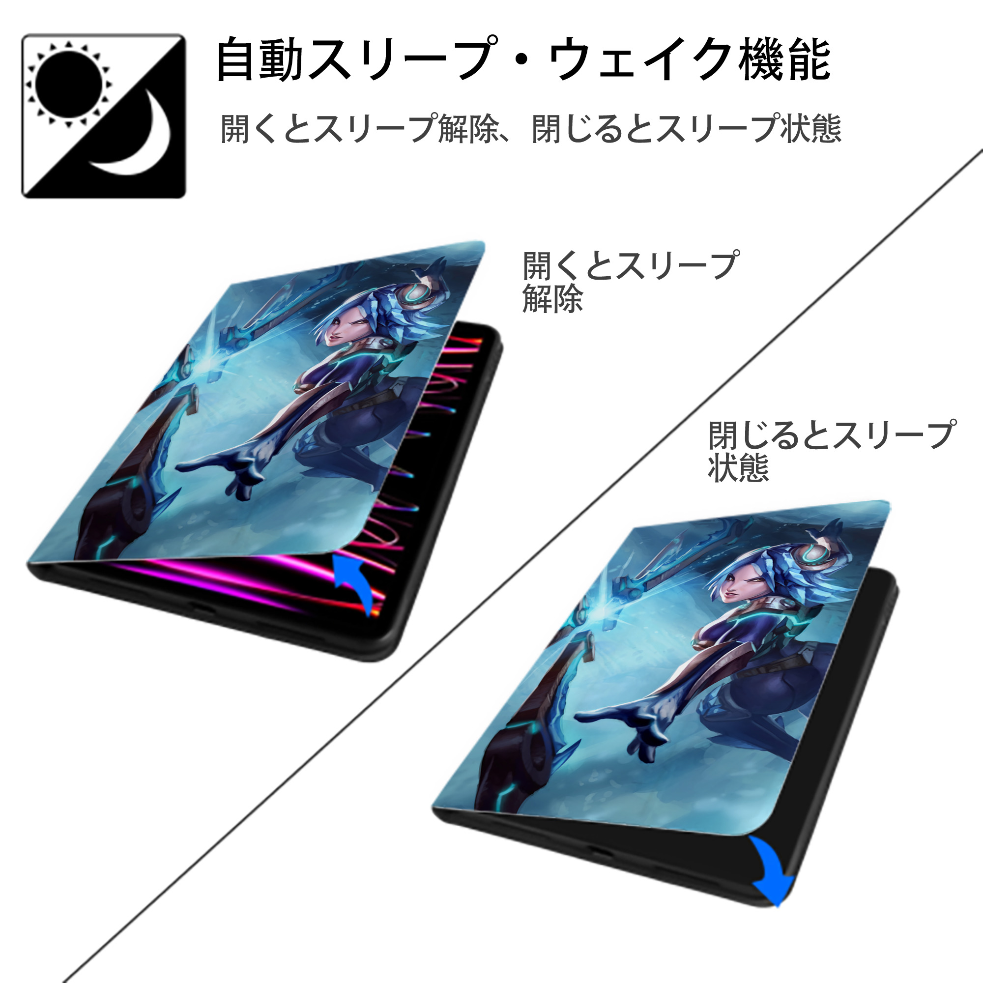 リーグ・オブ・レジェンド League of Legends LOL IPad ケース ブック型 PUレザー TPU 耐衝撃 軽量 薄型 ペン収納なし 全面保護 IPad 各モデル対応