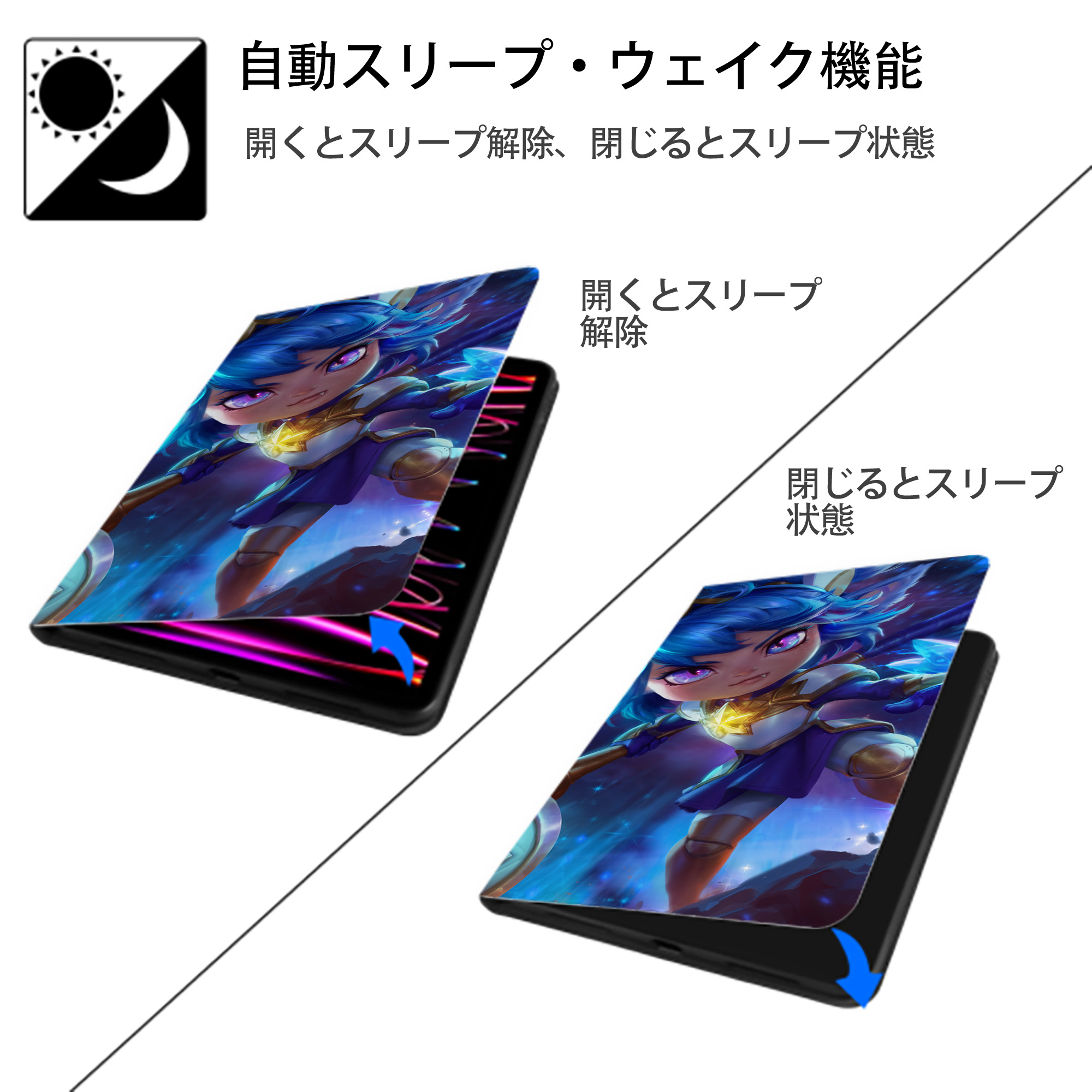 リーグ・オブ・レジェンド League of Legends LOL IPad ケース ブック型 PUレザー TPU 耐衝撃 軽量 薄型 ペン収納なし 全面保護 IPad 各モデル対応
