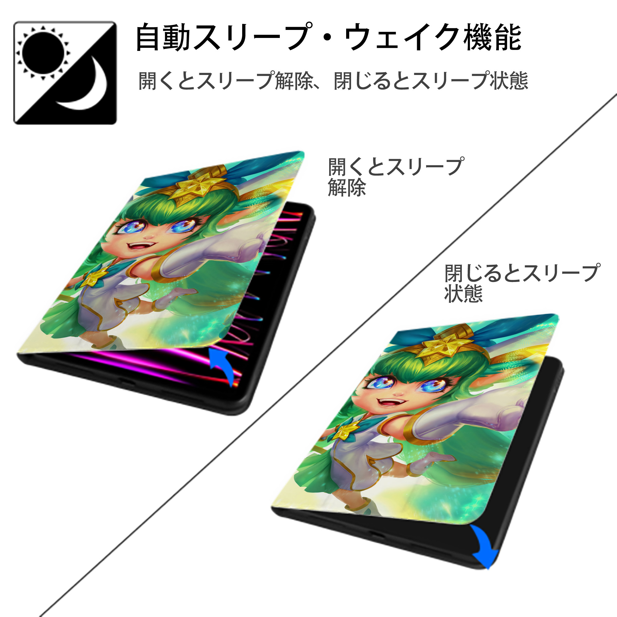 リーグ・オブ・レジェンド League of Legends LOL IPad ケース ブック型 PUレザー TPU 耐衝撃 軽量 薄型 ペン収納なし 全面保護 IPad 各モデル対応