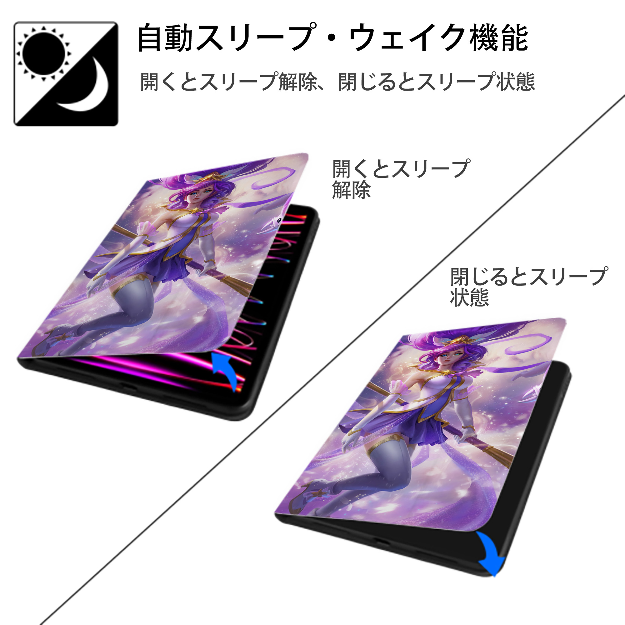 リーグ・オブ・レジェンド League of Legends LOL IPad ケース ブック型 PUレザー TPU 耐衝撃 軽量 薄型 ペン収納なし 全面保護 IPad 各モデル対応