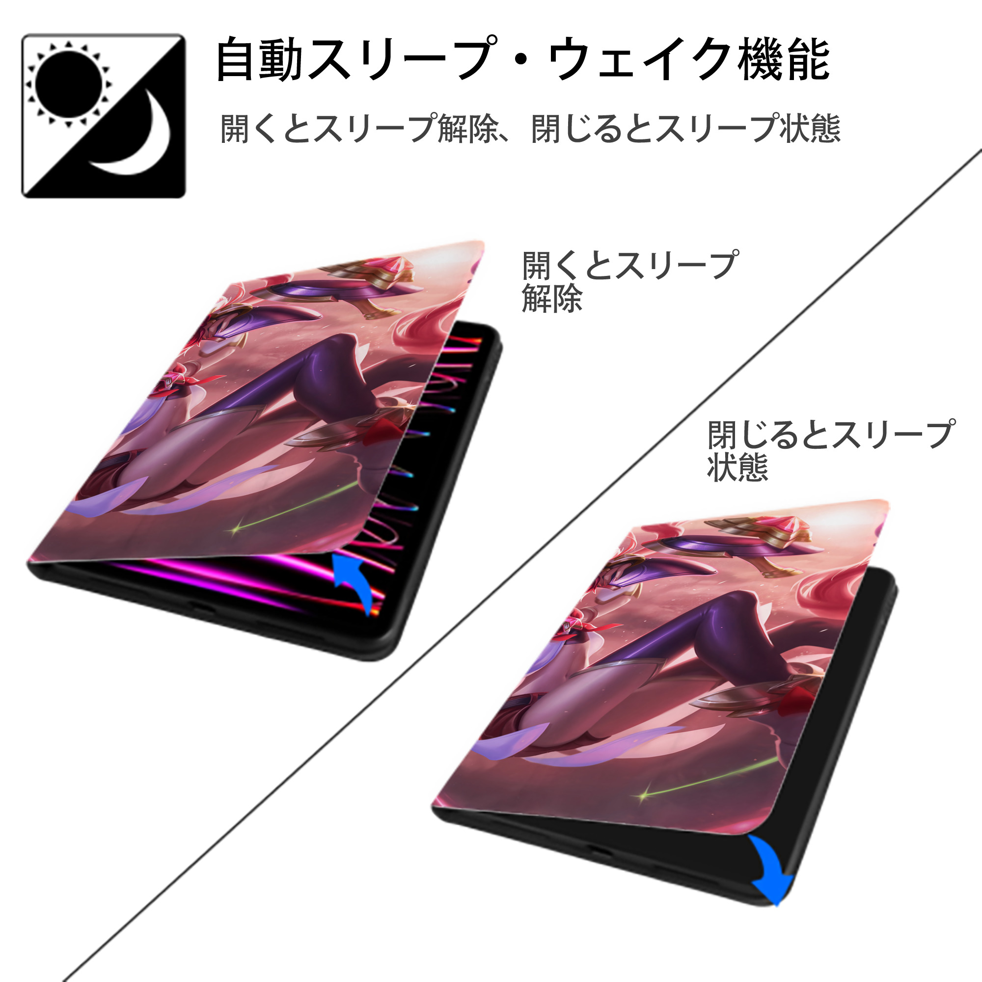 リーグ・オブ・レジェンド League of Legends LOL IPad ケース ブック型 PUレザー TPU 耐衝撃 軽量 薄型 ペン収納なし 全面保護 IPad 各モデル対応