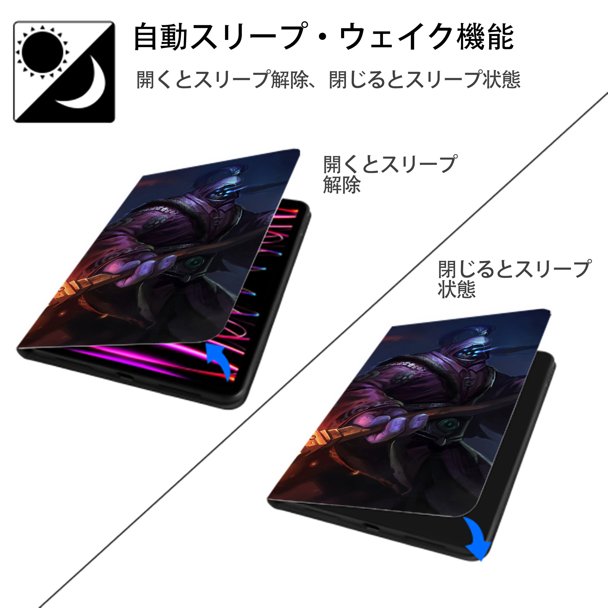 リーグ・オブ・レジェンド League of Legends LOL IPad ケース ブック型 PUレザー TPU 耐衝撃 軽量 薄型 ペン収納なし 全面保護 IPad 各モデル対応