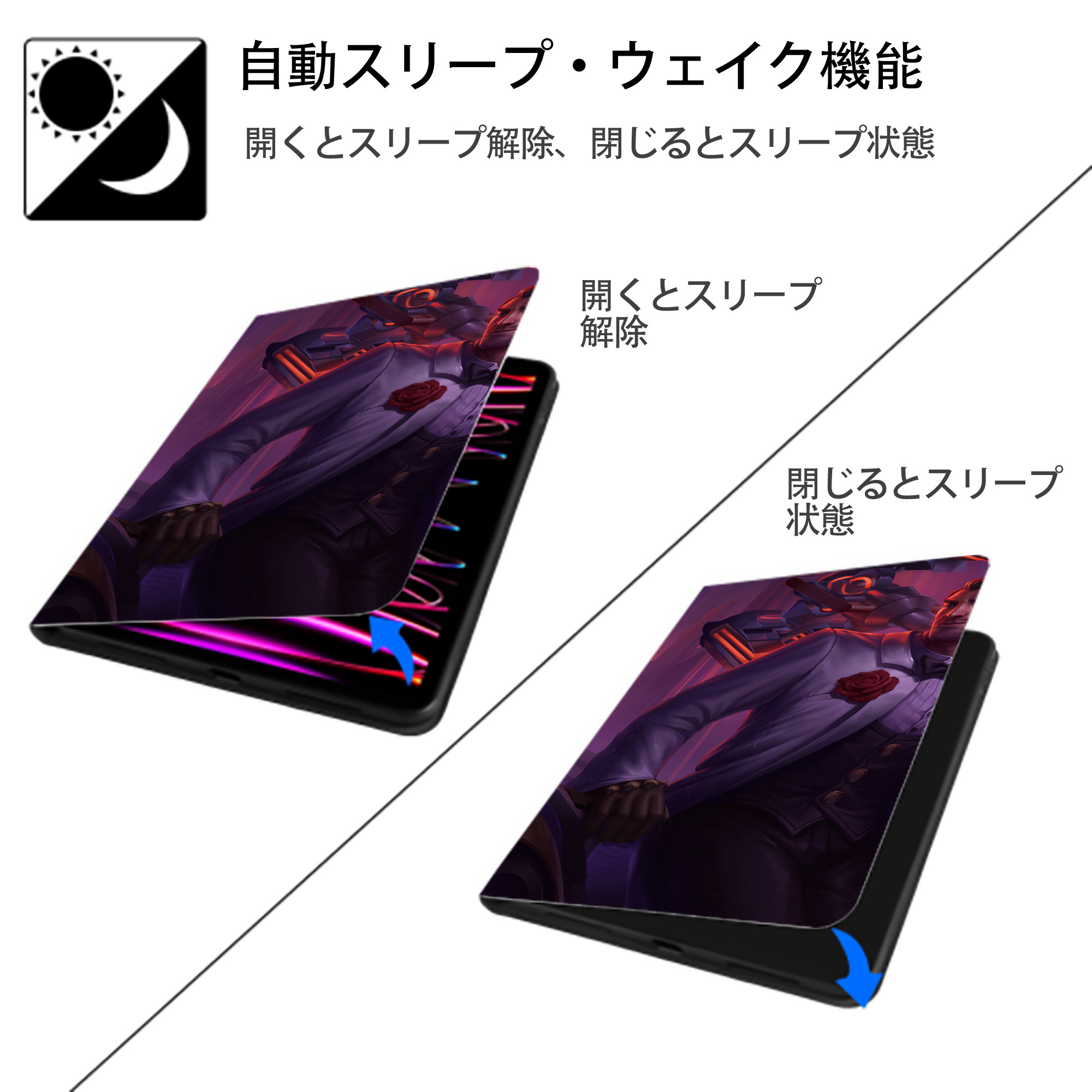 リーグ・オブ・レジェンド League of Legends LOL IPad ケース ブック型 PUレザー TPU 耐衝撃 軽量 薄型 ペン収納なし 全面保護 IPad 各モデル対応