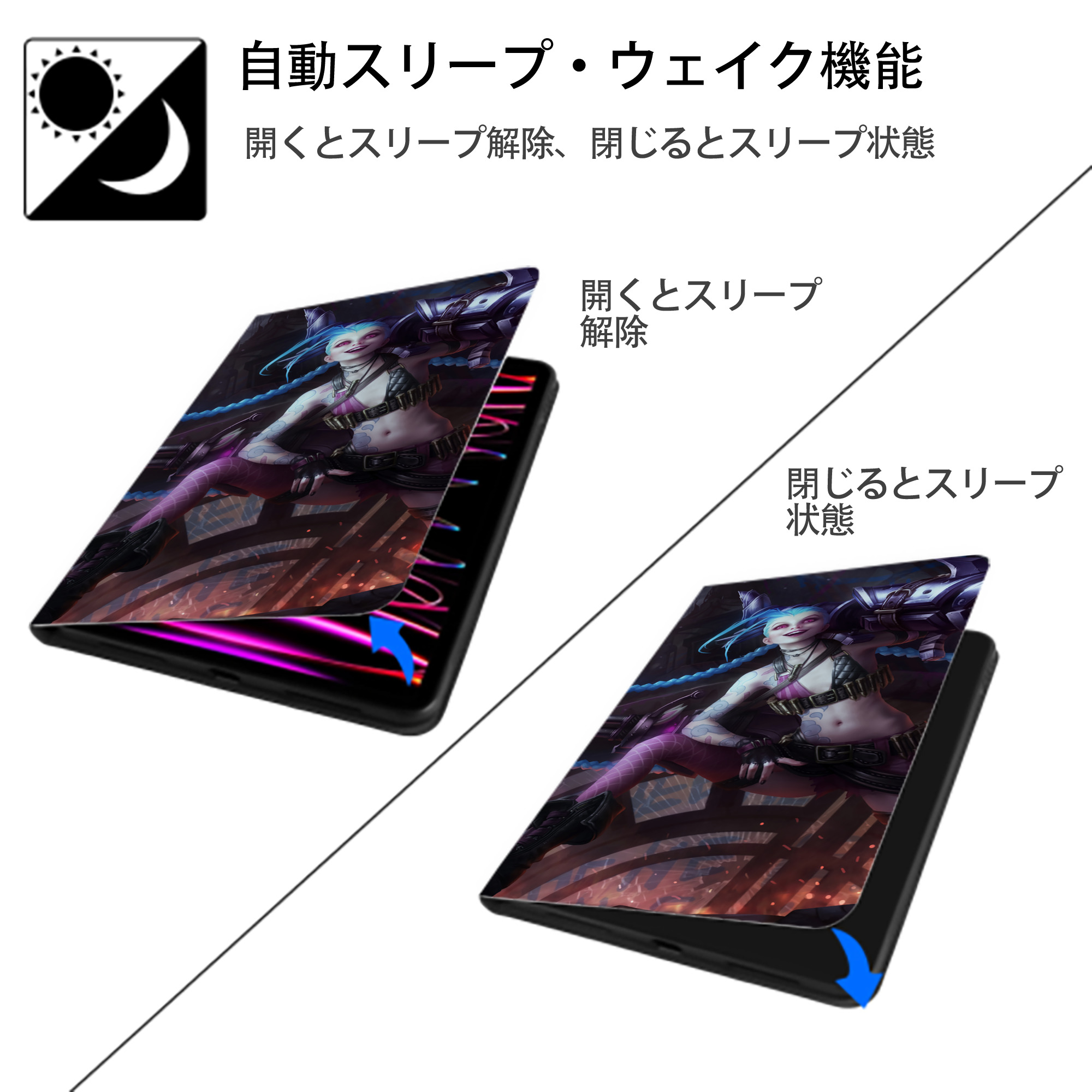 リーグ・オブ・レジェンド League of Legends LOL IPad ケース ブック型 PUレザー TPU 耐衝撃 軽量 薄型 ペン収納なし 全面保護 IPad 各モデル対応