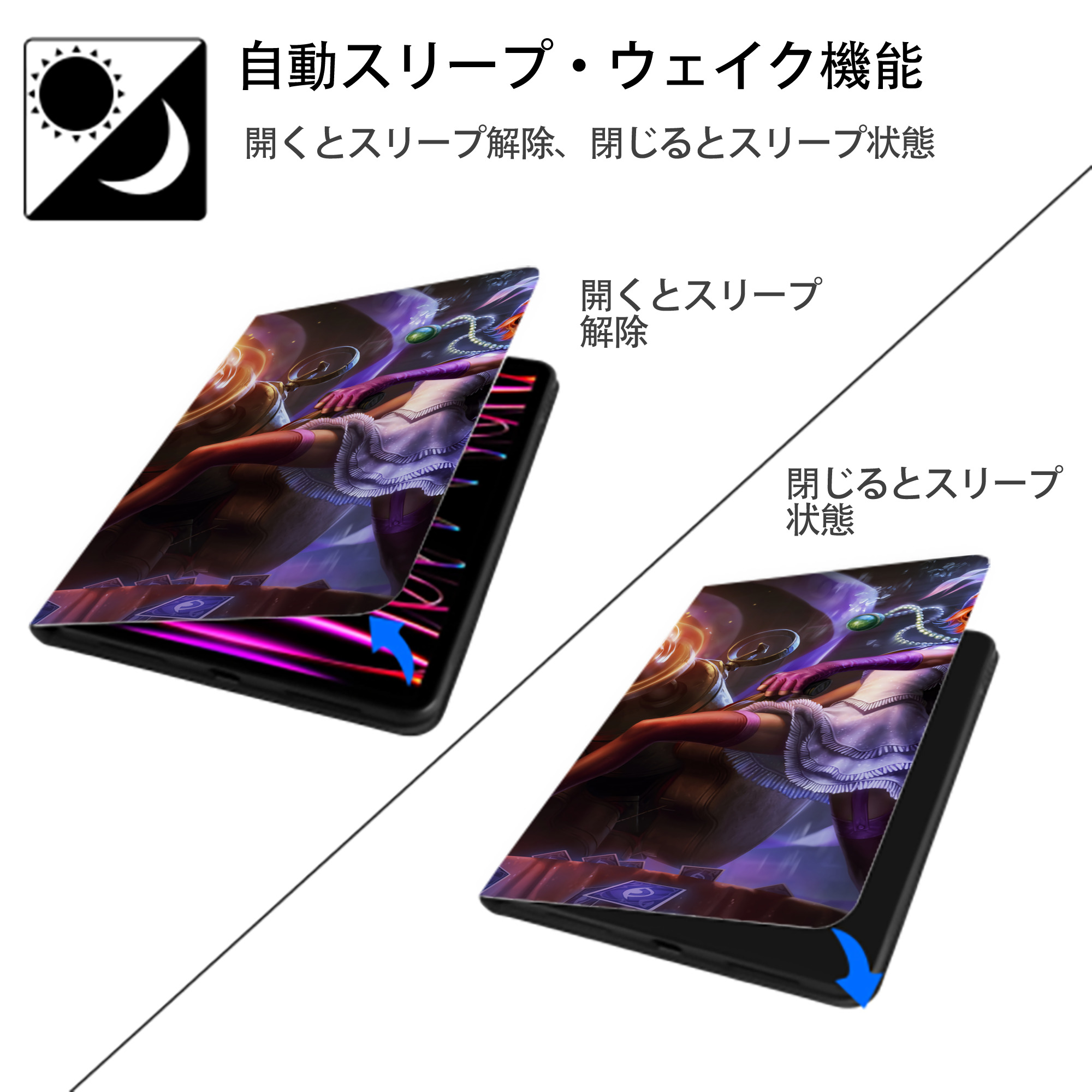 リーグ・オブ・レジェンド League of Legends LOL IPad ケース ブック型 PUレザー TPU 耐衝撃 軽量 薄型 ペン収納なし 全面保護 IPad 各モデル対応