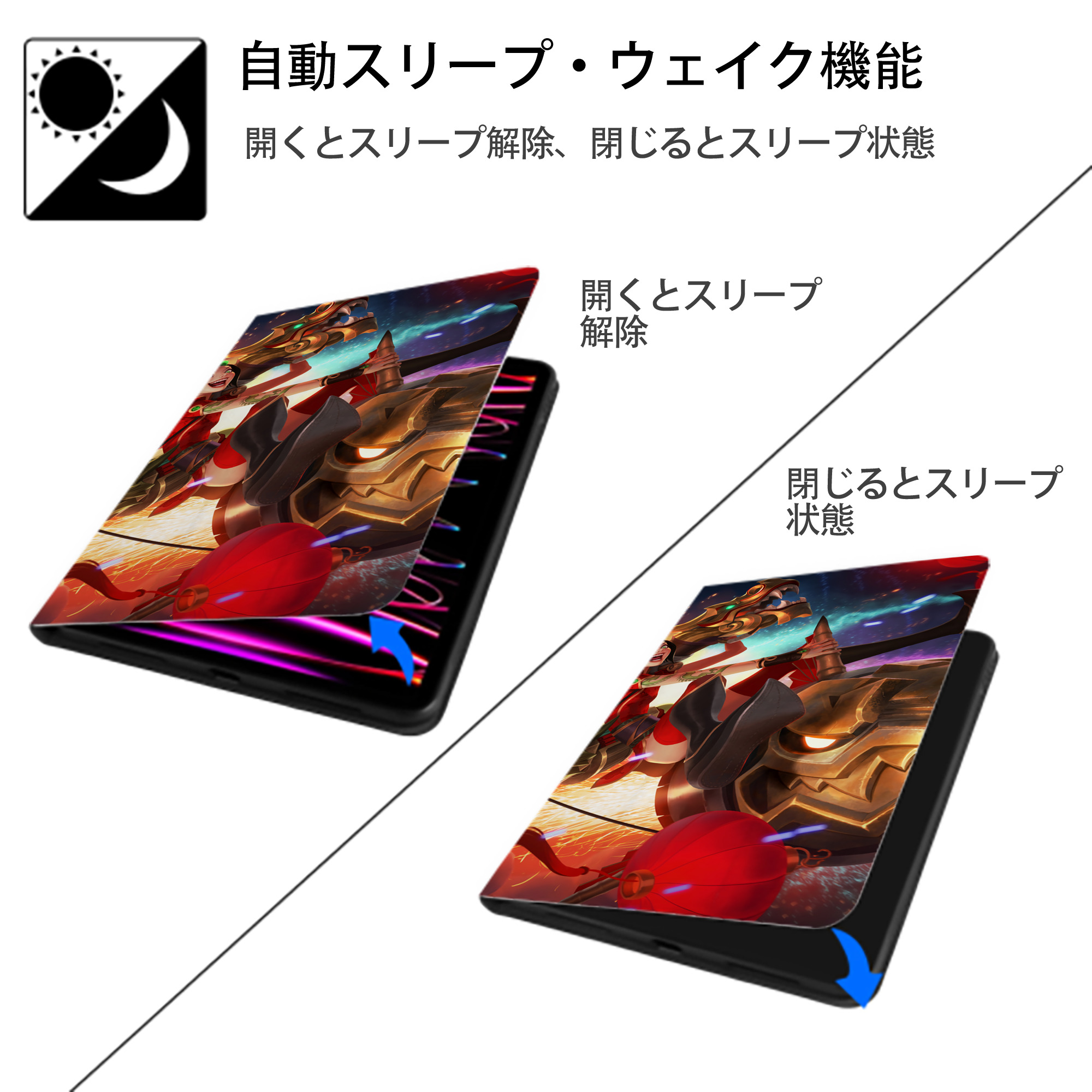 リーグ・オブ・レジェンド League of Legends LOL IPad ケース ブック型 PUレザー TPU 耐衝撃 軽量 薄型 ペン収納なし 全面保護 IPad 各モデル対応