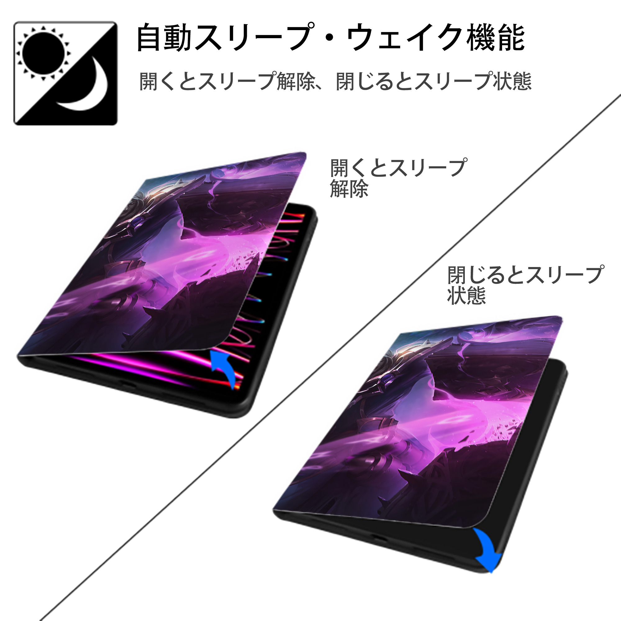 リーグ・オブ・レジェンド League of Legends LOL IPad ケース ブック型 PUレザー TPU 耐衝撃 軽量 薄型 ペン収納なし 全面保護 IPad 各モデル対応