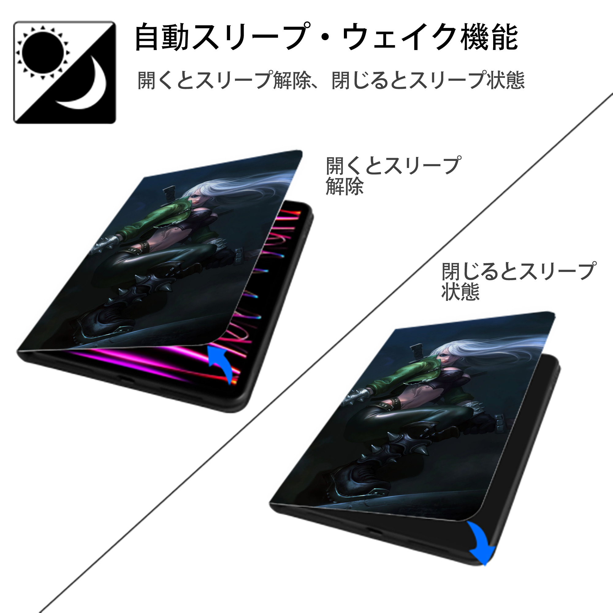 リーグ・オブ・レジェンド League of Legends LOL IPad ケース ブック型 PUレザー TPU 耐衝撃 軽量 薄型 ペン収納なし 全面保護 IPad 各モデル対応
