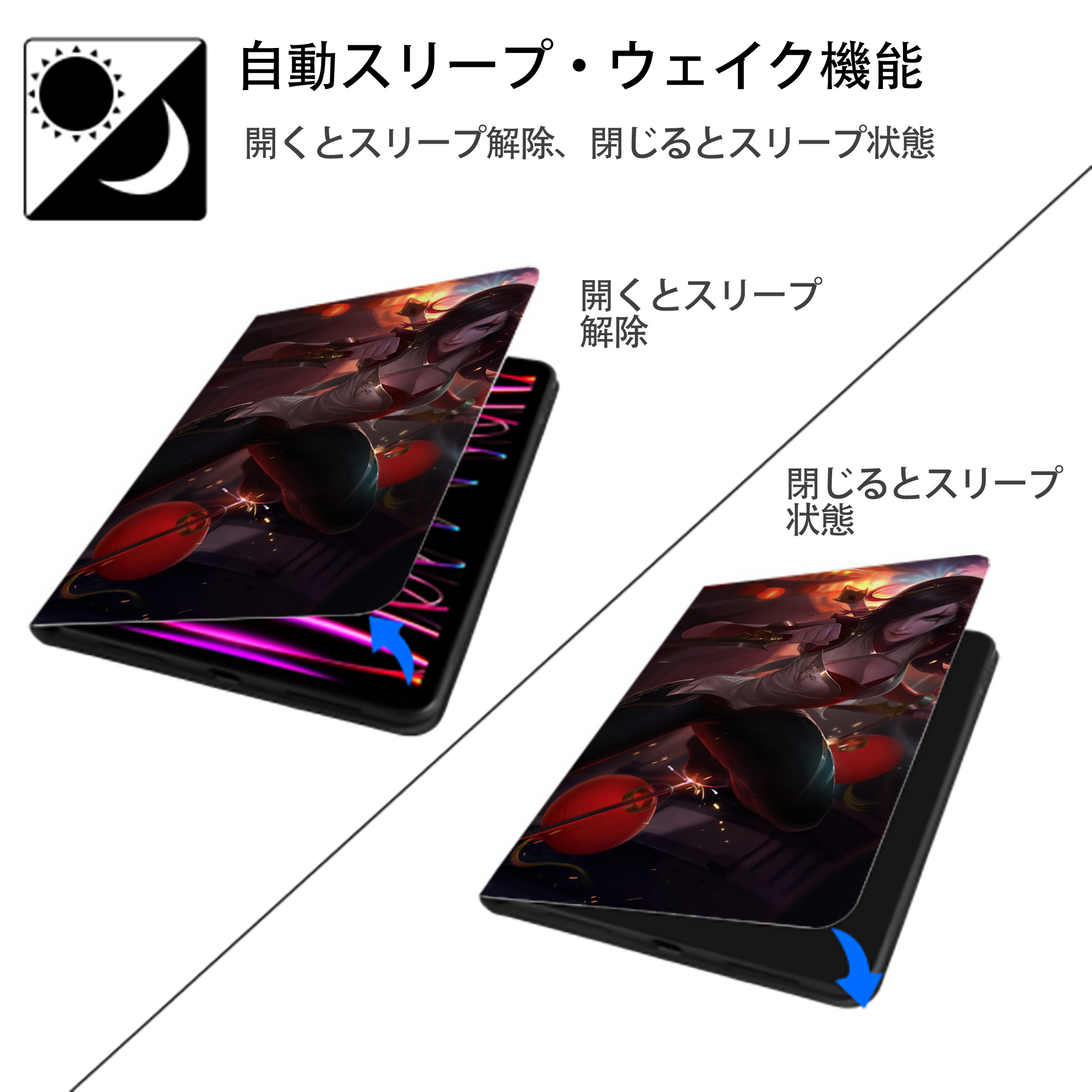 リーグ・オブ・レジェンド League of Legends LOL IPad ケース ブック型 PUレザー TPU 耐衝撃 軽量 薄型 ペン収納なし 全面保護 IPad 各モデル対応