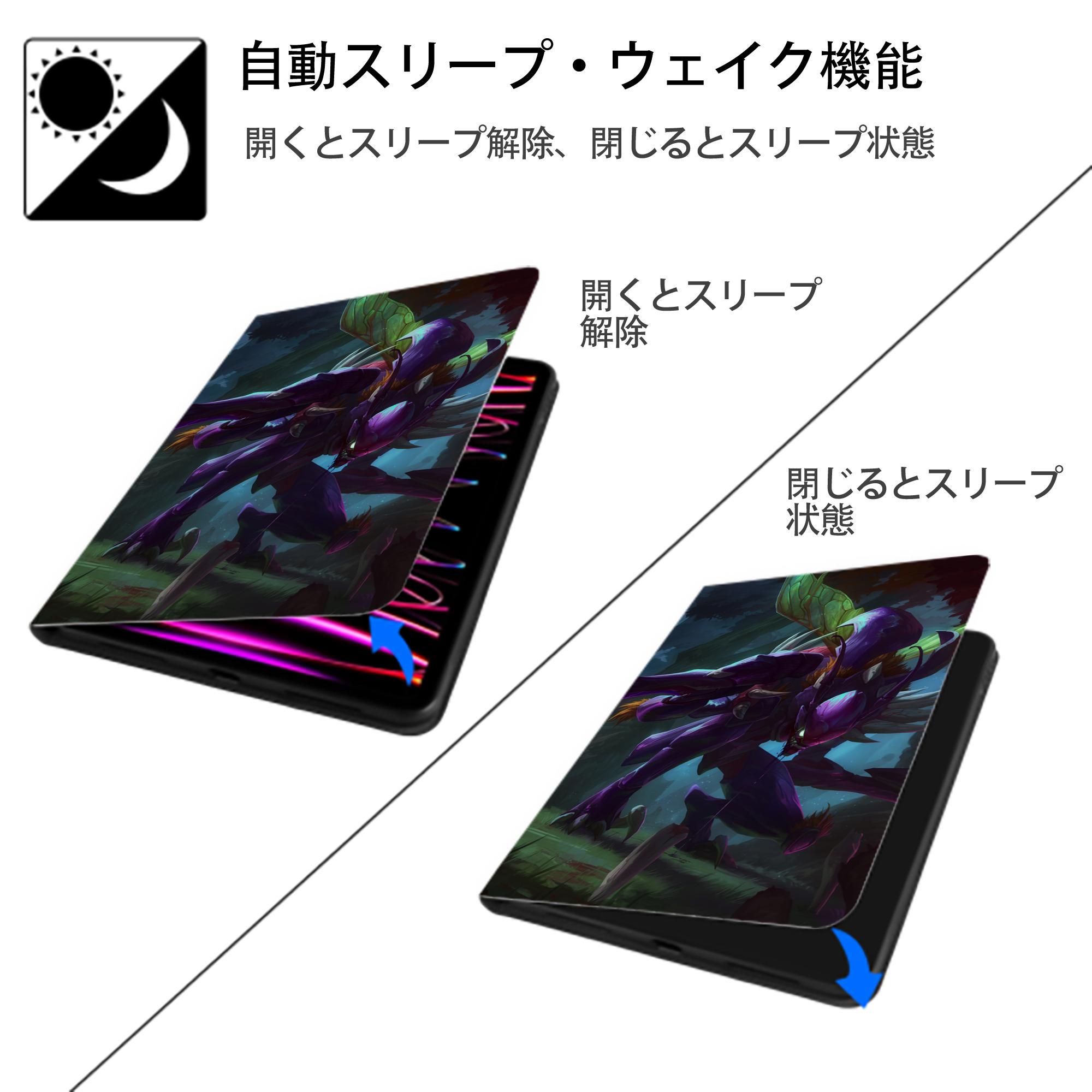 リーグ・オブ・レジェンド League of Legends LOL IPad ケース ブック型 PUレザー TPU 耐衝撃 軽量 薄型 ペン収納なし 全面保護 IPad 各モデル対応