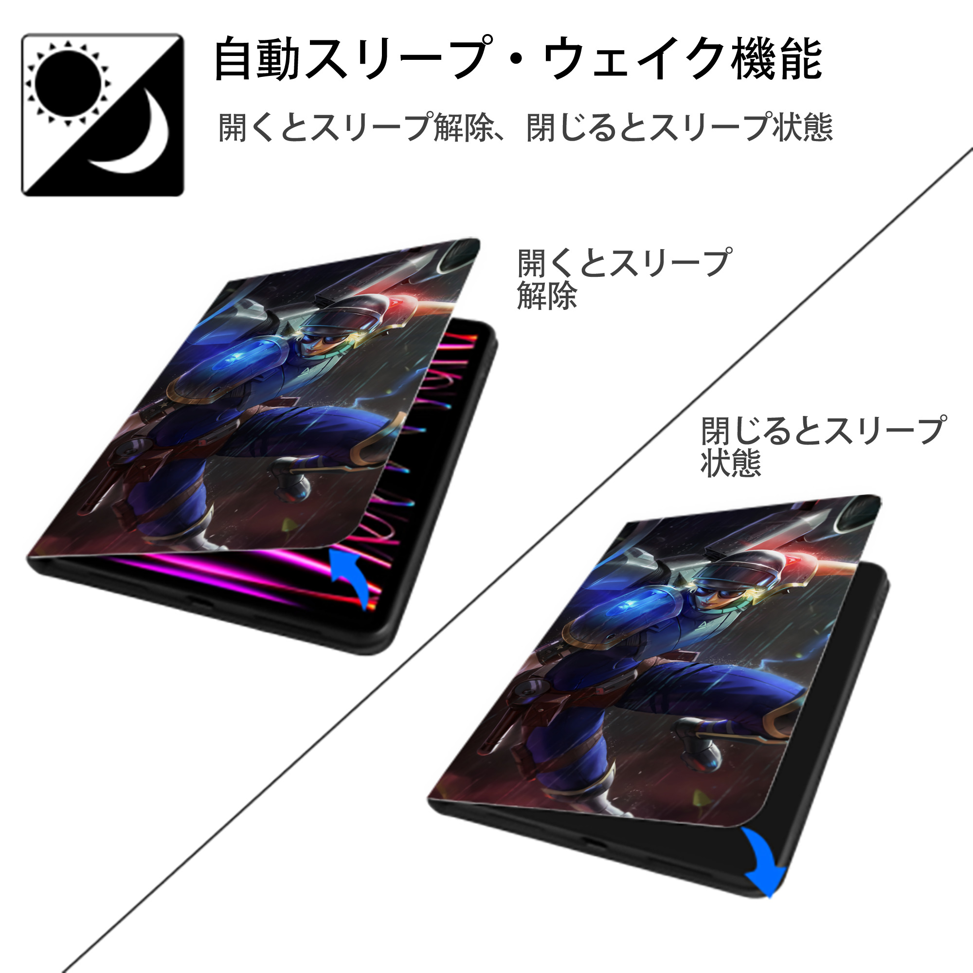 リーグ・オブ・レジェンド League of Legends LOL IPad ケース ブック型 PUレザー TPU 耐衝撃 軽量 薄型 ペン収納なし 全面保護 IPad 各モデル対応