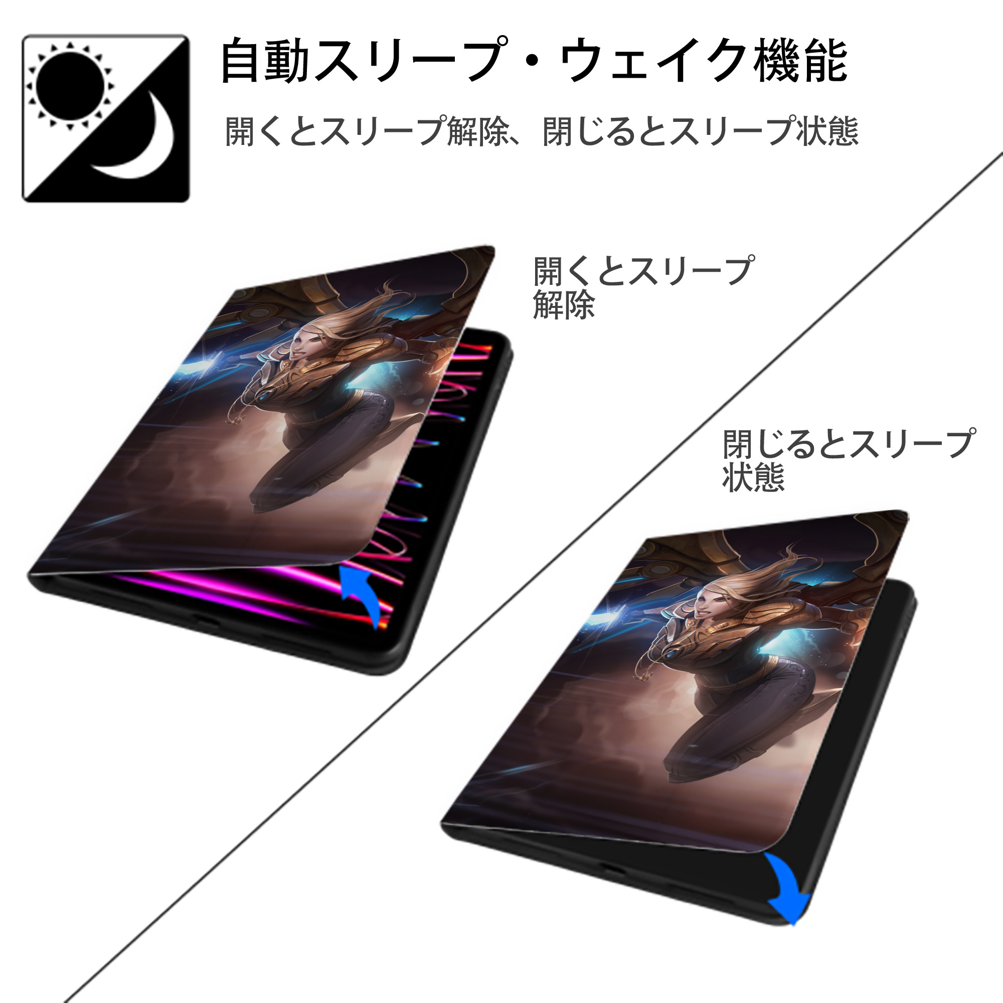 リーグ・オブ・レジェンド League of Legends LOL IPad ケース ブック型 PUレザー TPU 耐衝撃 軽量 薄型 ペン収納なし 全面保護 IPad 各モデル対応