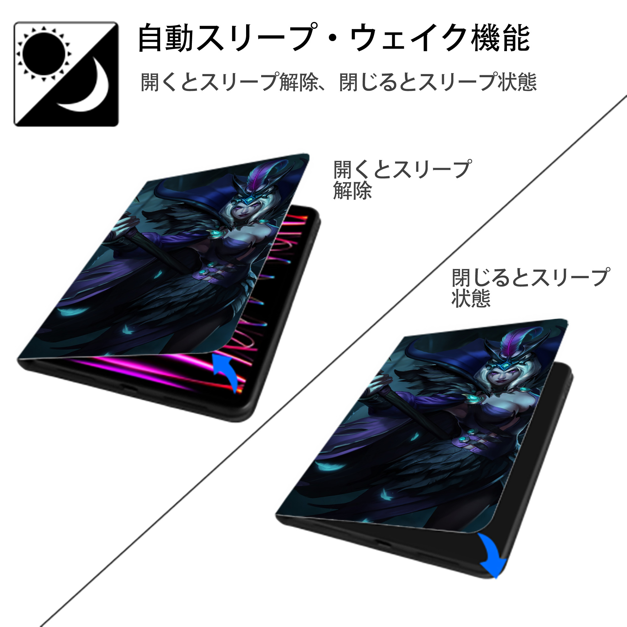 リーグ・オブ・レジェンド League of Legends LOL IPad ケース ブック型 PUレザー TPU 耐衝撃 軽量 薄型 ペン収納なし 全面保護 IPad 各モデル対応