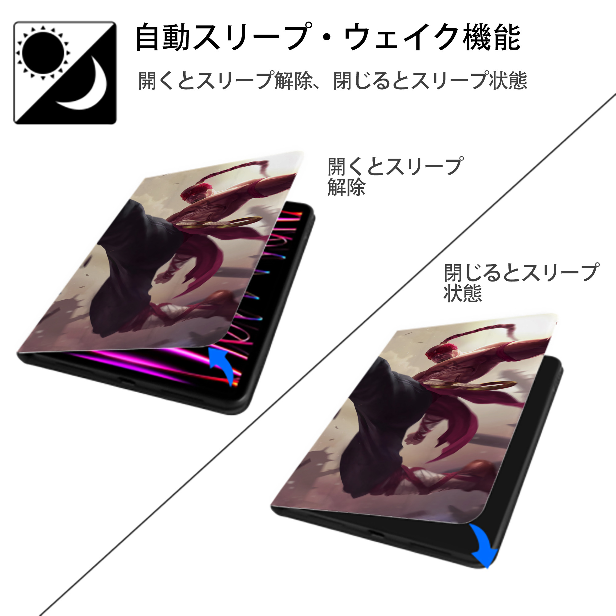 リーグ・オブ・レジェンド League of Legends LOL IPad ケース ブック型 PUレザー TPU 耐衝撃 軽量 薄型 ペン収納なし 全面保護 IPad 各モデル対応