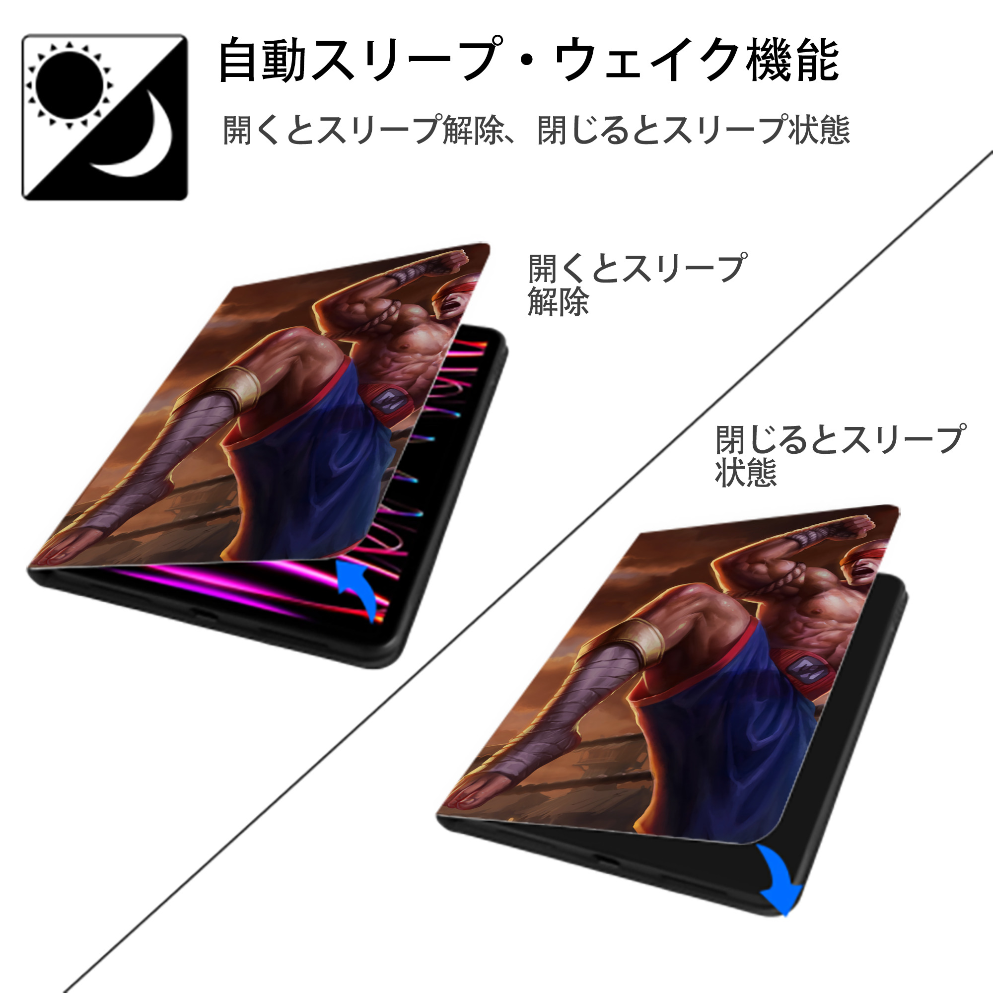 リーグ・オブ・レジェンド League of Legends LOL IPad ケース ブック型 PUレザー TPU 耐衝撃 軽量 薄型 ペン収納なし 全面保護 IPad 各モデル対応