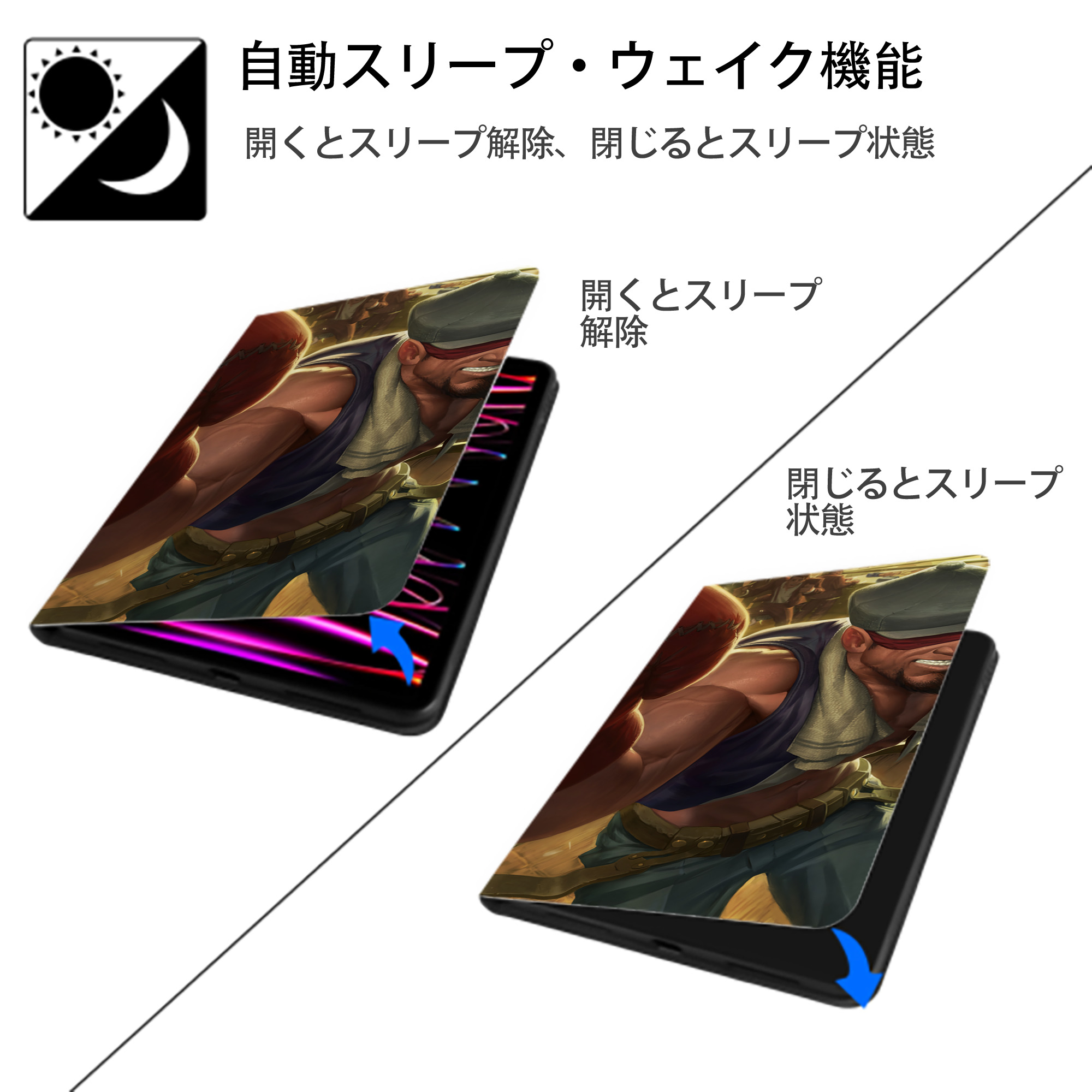 リーグ・オブ・レジェンド League of Legends LOL IPad ケース ブック型 PUレザー TPU 耐衝撃 軽量 薄型 ペン収納なし 全面保護 IPad 各モデル対応