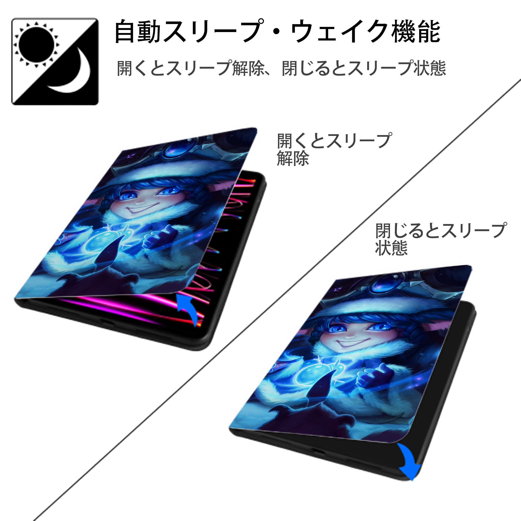 リーグ・オブ・レジェンド League of Legends LOL IPad ケース ブック型 PUレザー TPU 耐衝撃 軽量 薄型 ペン収納なし 全面保護 IPad 各モデル対応