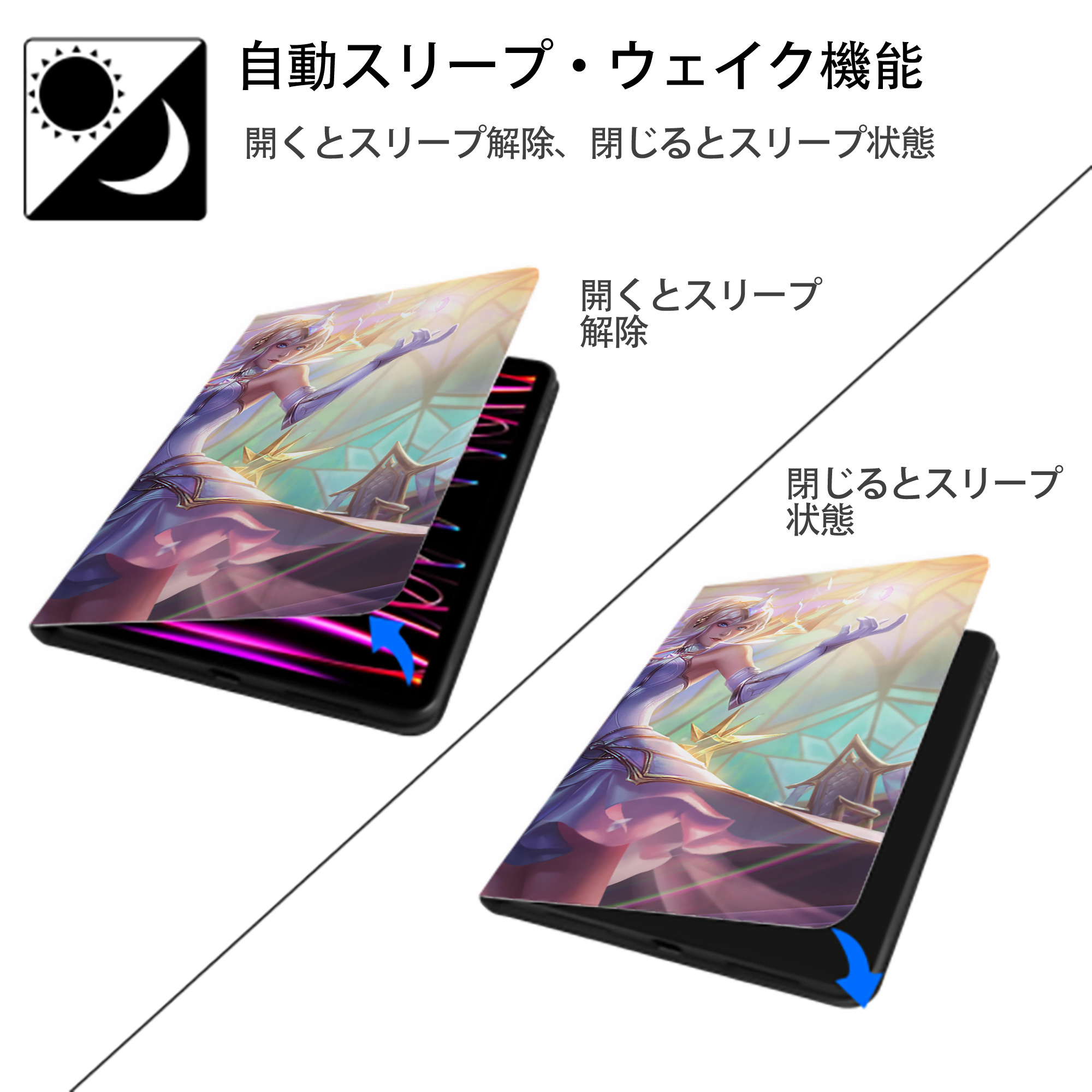 リーグ・オブ・レジェンド League of Legends LOL IPad ケース ブック型 PUレザー TPU 耐衝撃 軽量 薄型 ペン収納なし 全面保護 IPad 各モデル対応